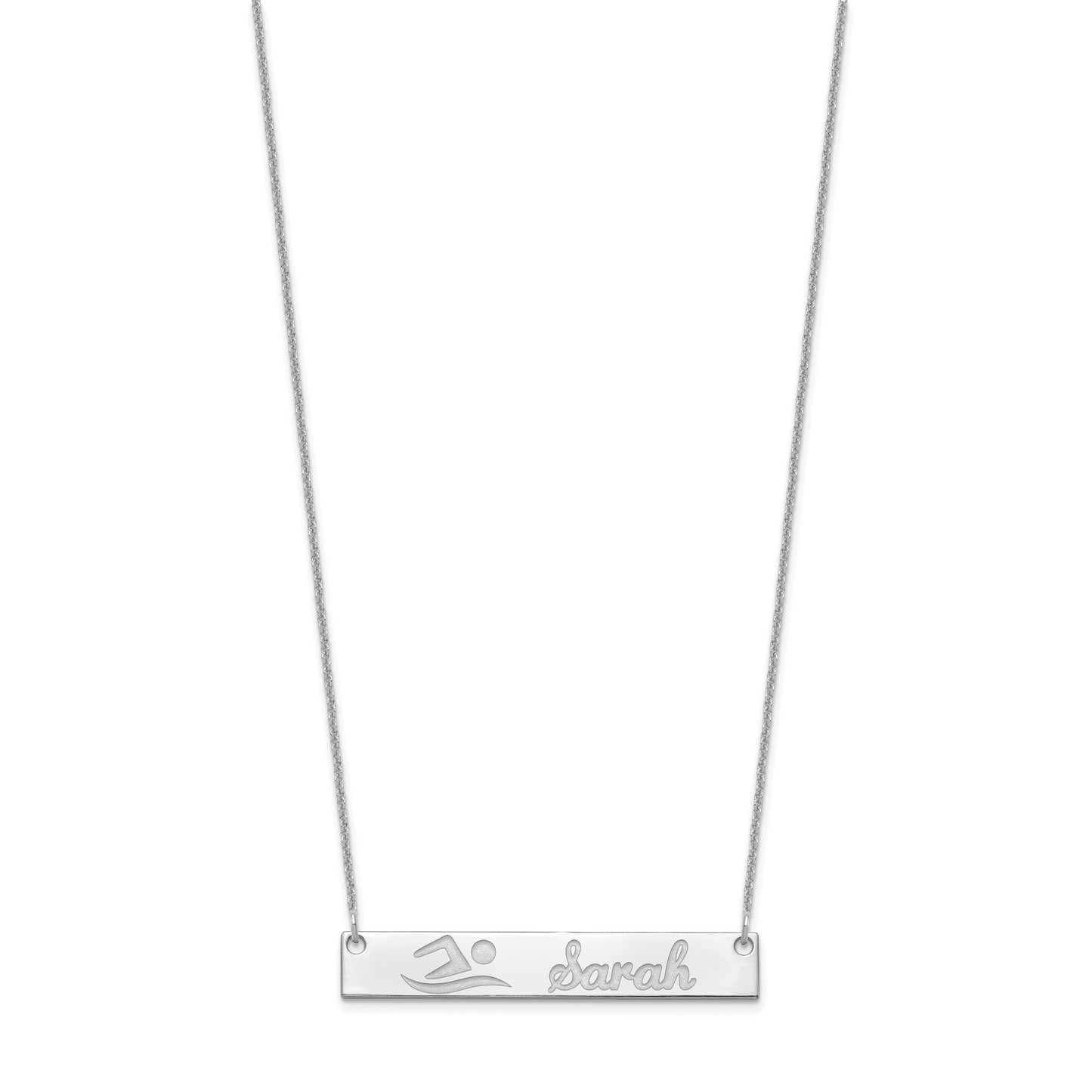 14K White Gold Medium Customized Bar Necklace