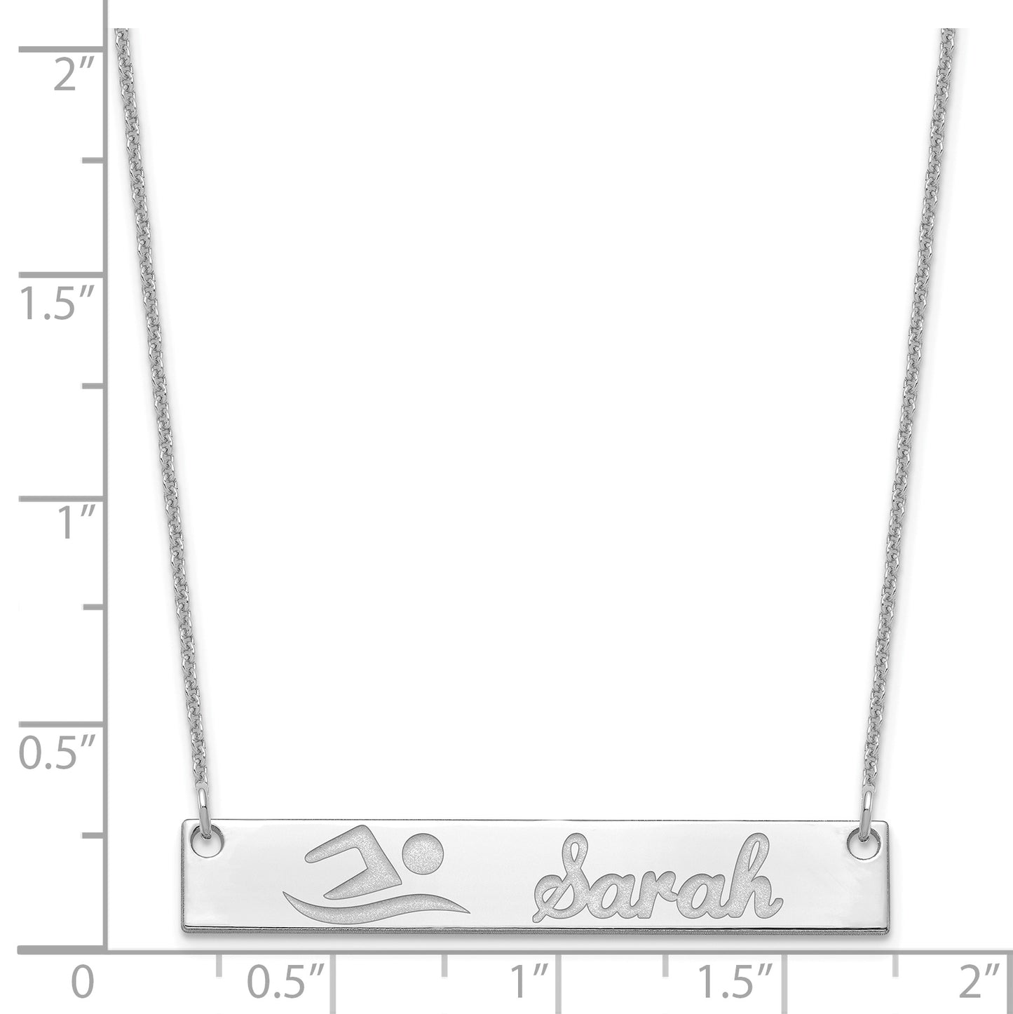 14K White Gold Medium Customized Bar Necklace