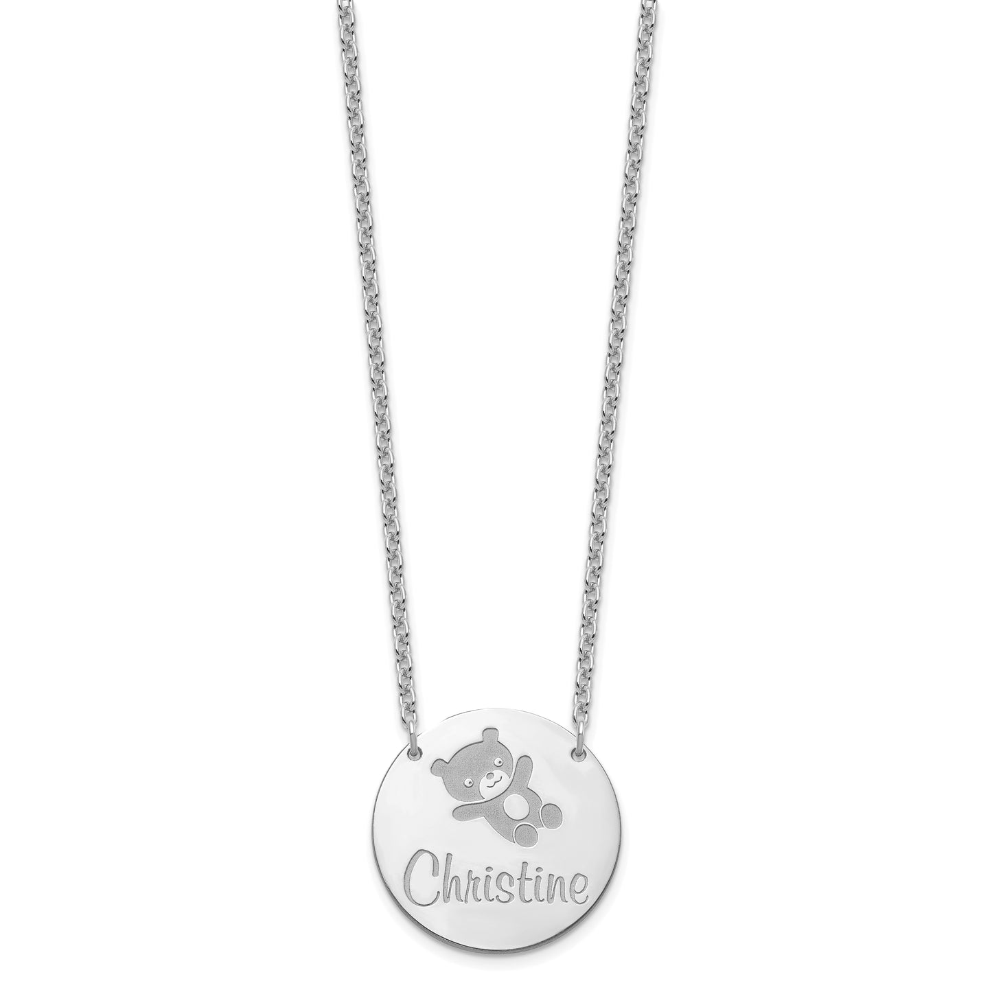Sterling Silver Rhodium plated Medium Customized Circle Necklace