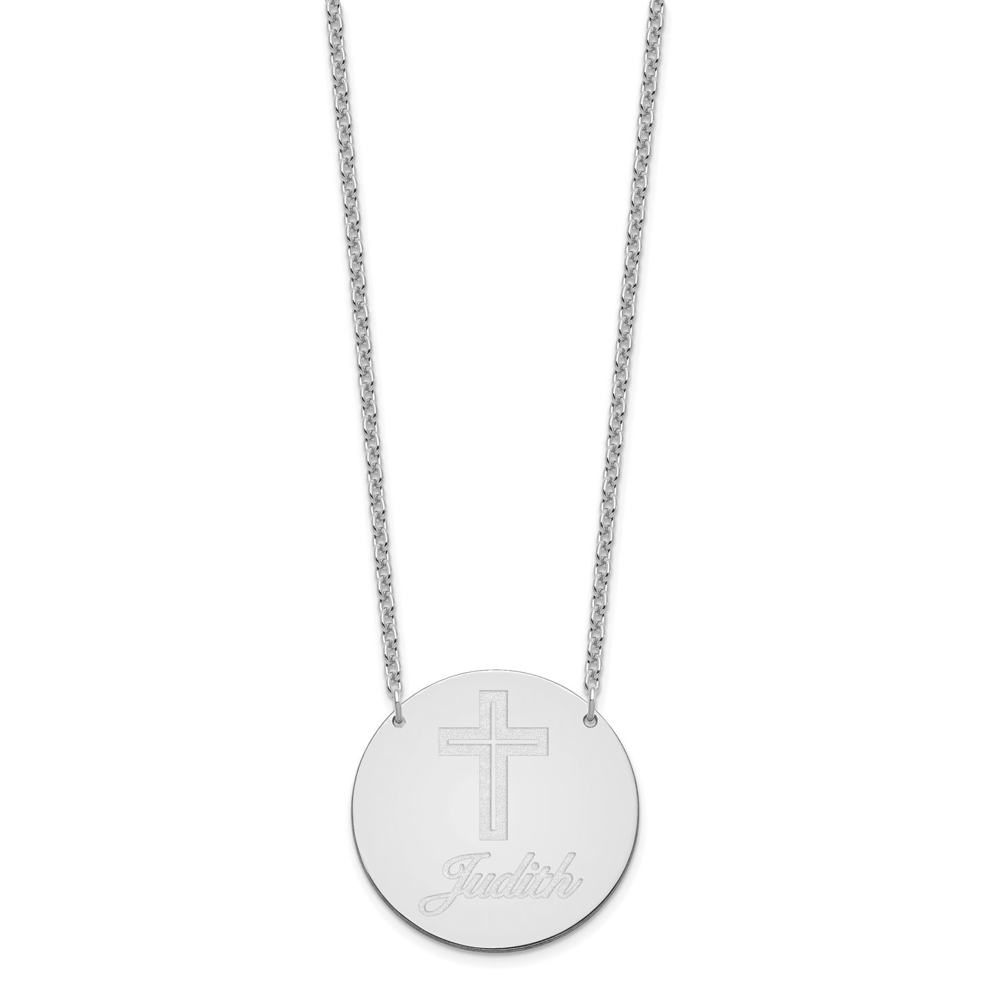 Sterling Silver Rhodium plated Large Customized Circle Necklace