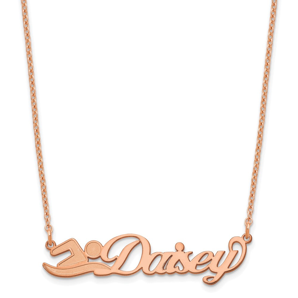 Sterling Silver Rose Gold plated Small Customized Name Plate Necklace