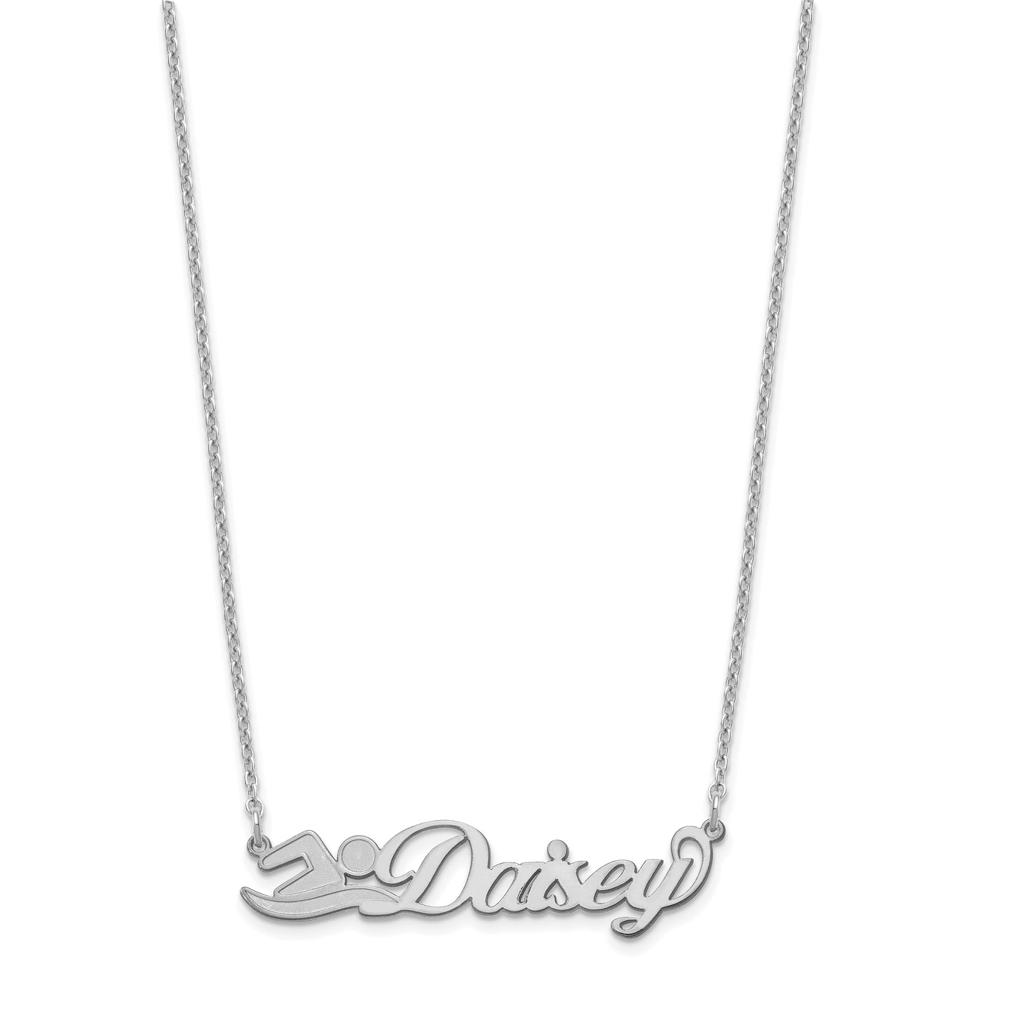 Sterling Silver Rhodium plated Small Customized Name Plate Necklace