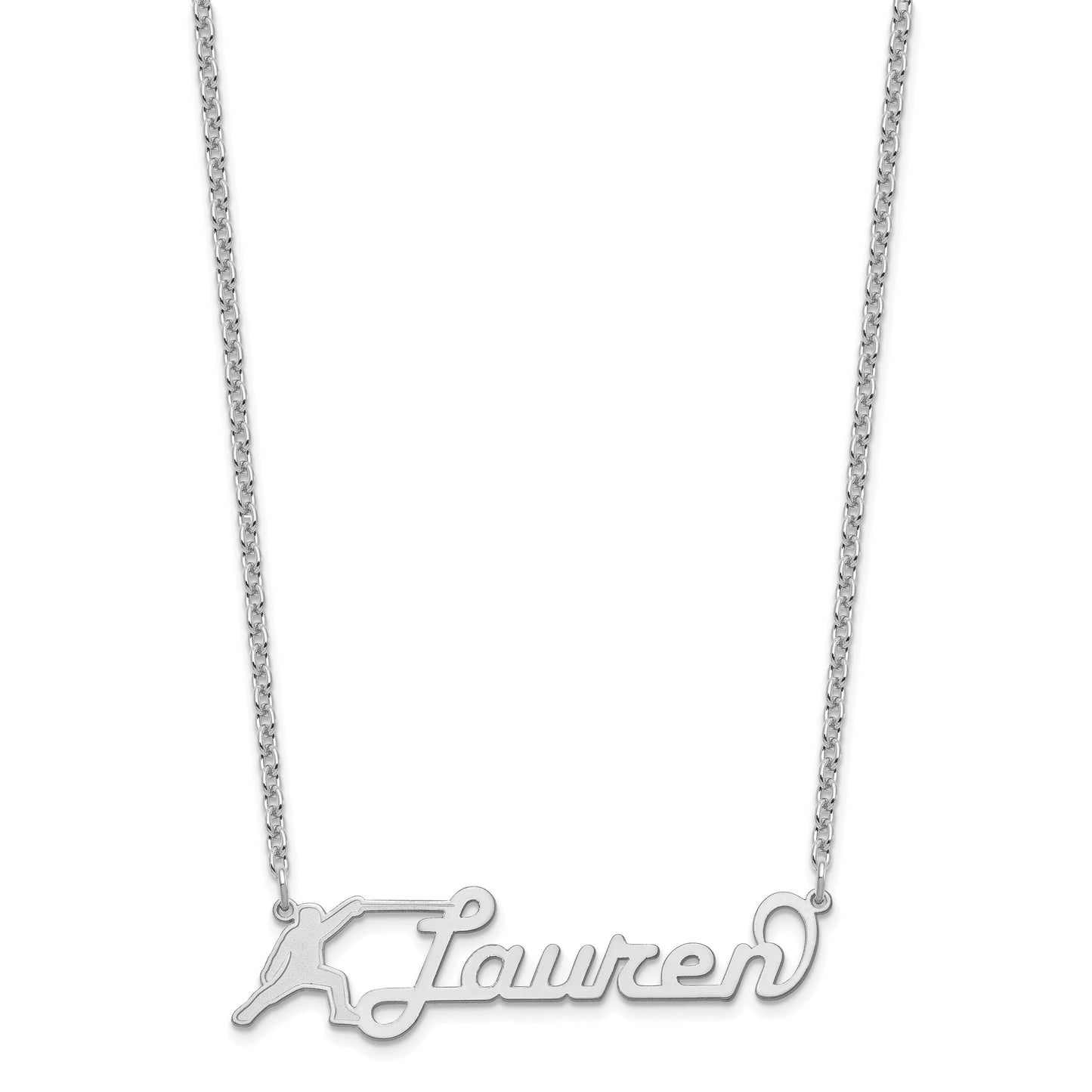 Sterling Silver Rhodium plated Medium Customized Name Plate Necklace