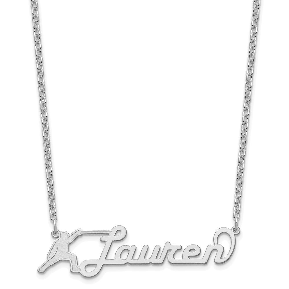 Sterling Silver Rhodium plated Medium Customized Name Plate Necklace