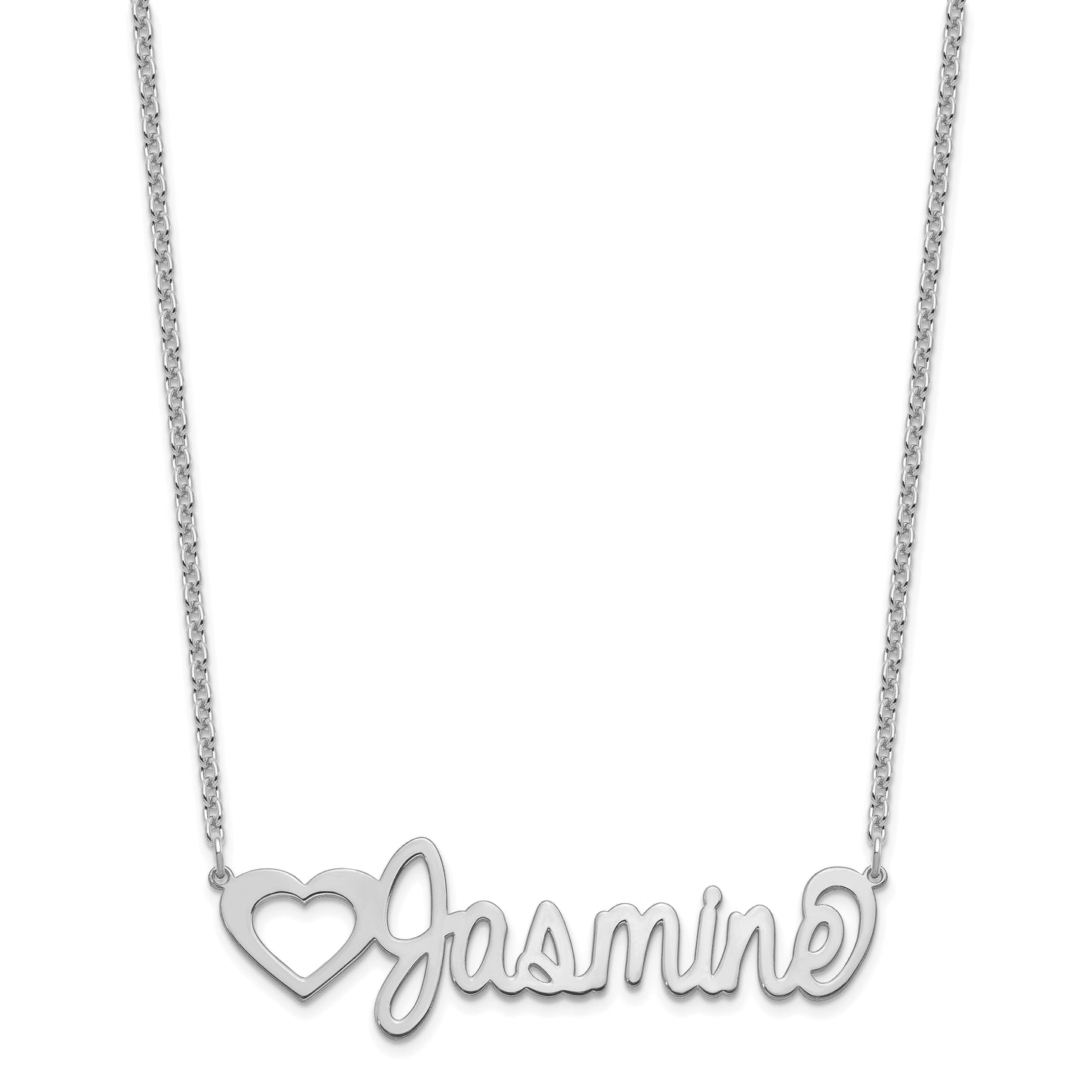 Sterling Silver Rhodium plated Large Customized Name Plate Necklace