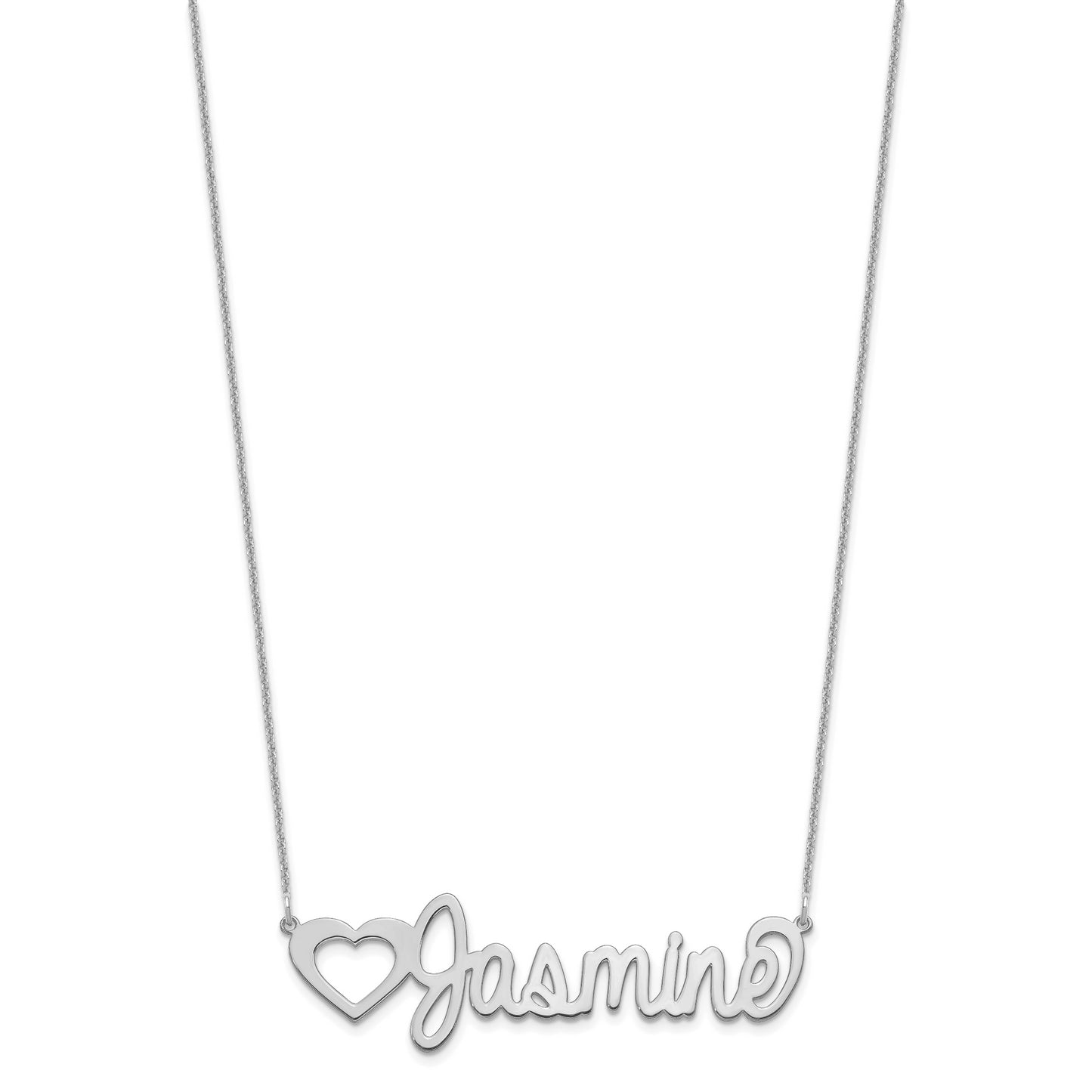 14K White Gold Large Customized Name Plate Necklace