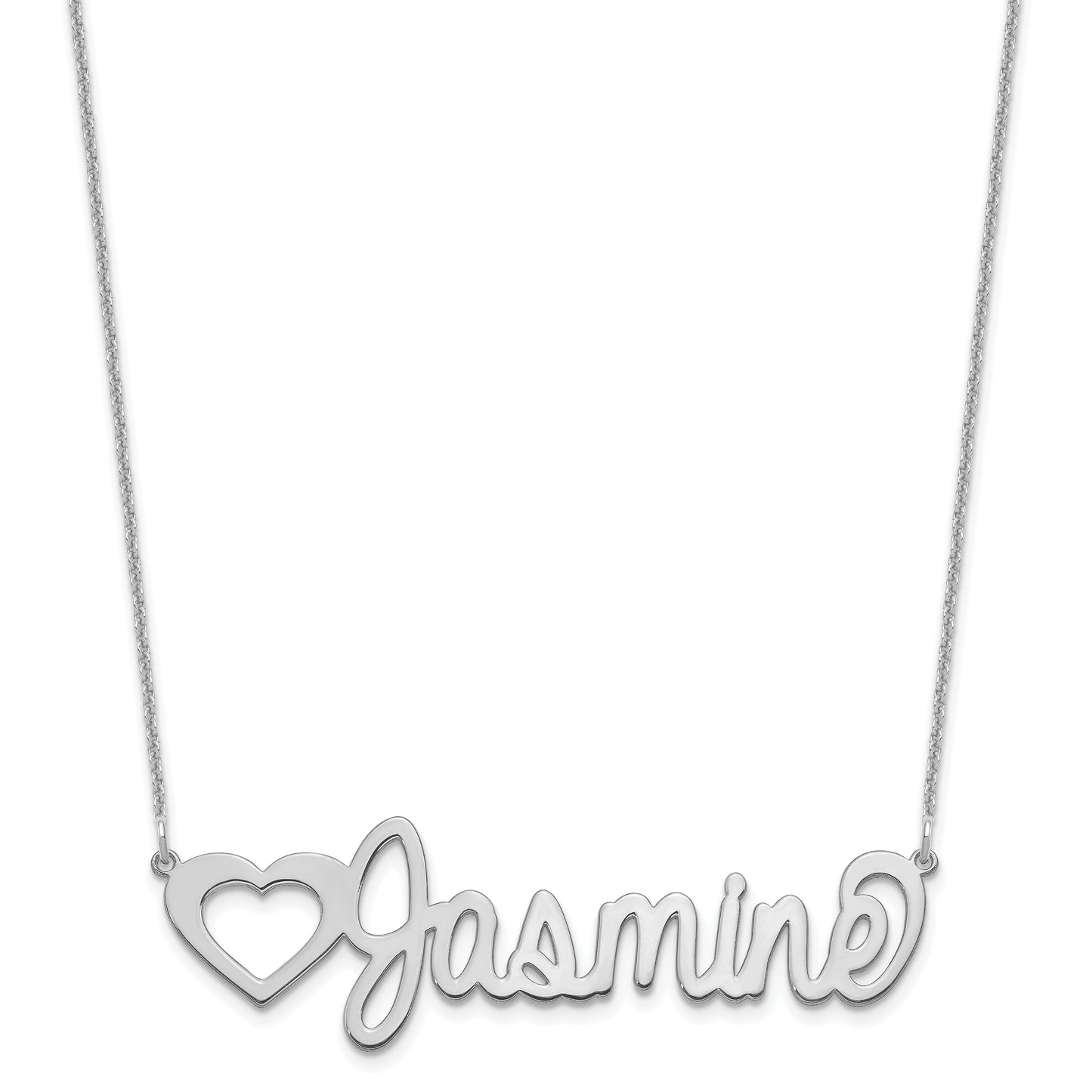 14K White Gold Large Customized Name Plate Necklace