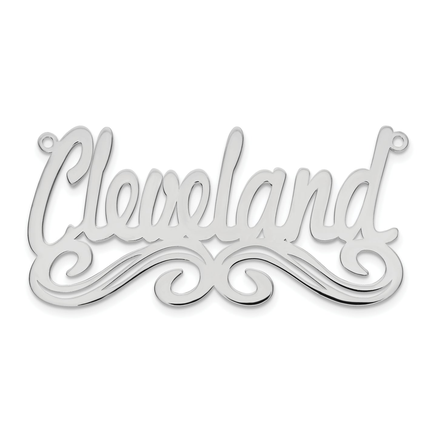 Sterling Silver Rhodium plated Polished Name Plate