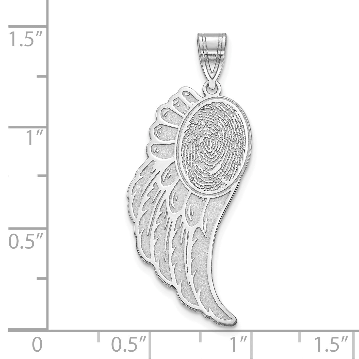 Sterling Silver Rhodium plated Angel Wing Fingerprint Pendant