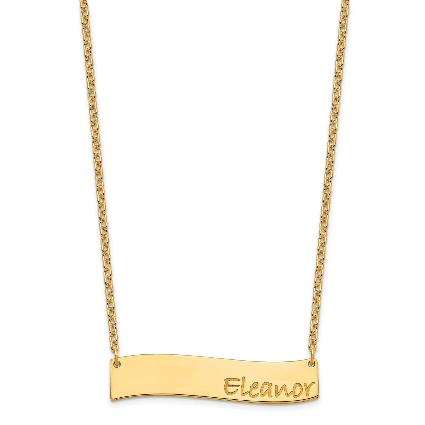 Sterling Silver Gold plated Medium Polished Curved Bar Necklace