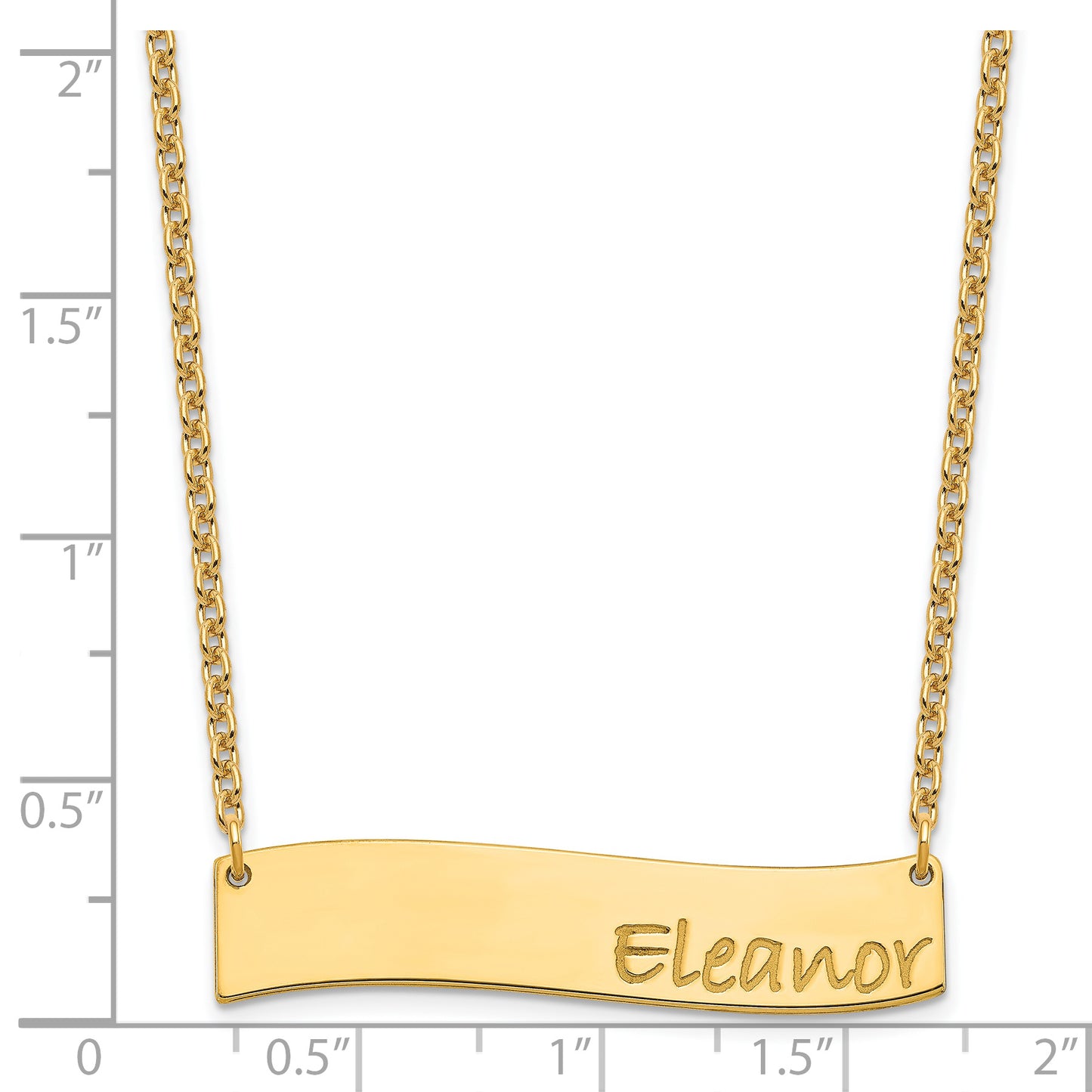 Sterling Silver Gold plated Medium Polished Curved Bar Necklace