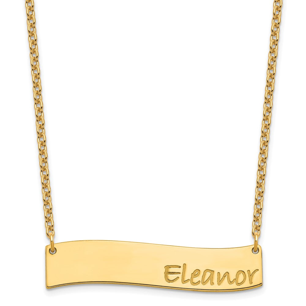 Sterling Silver Gold plated Medium Polished Curved Bar Necklace