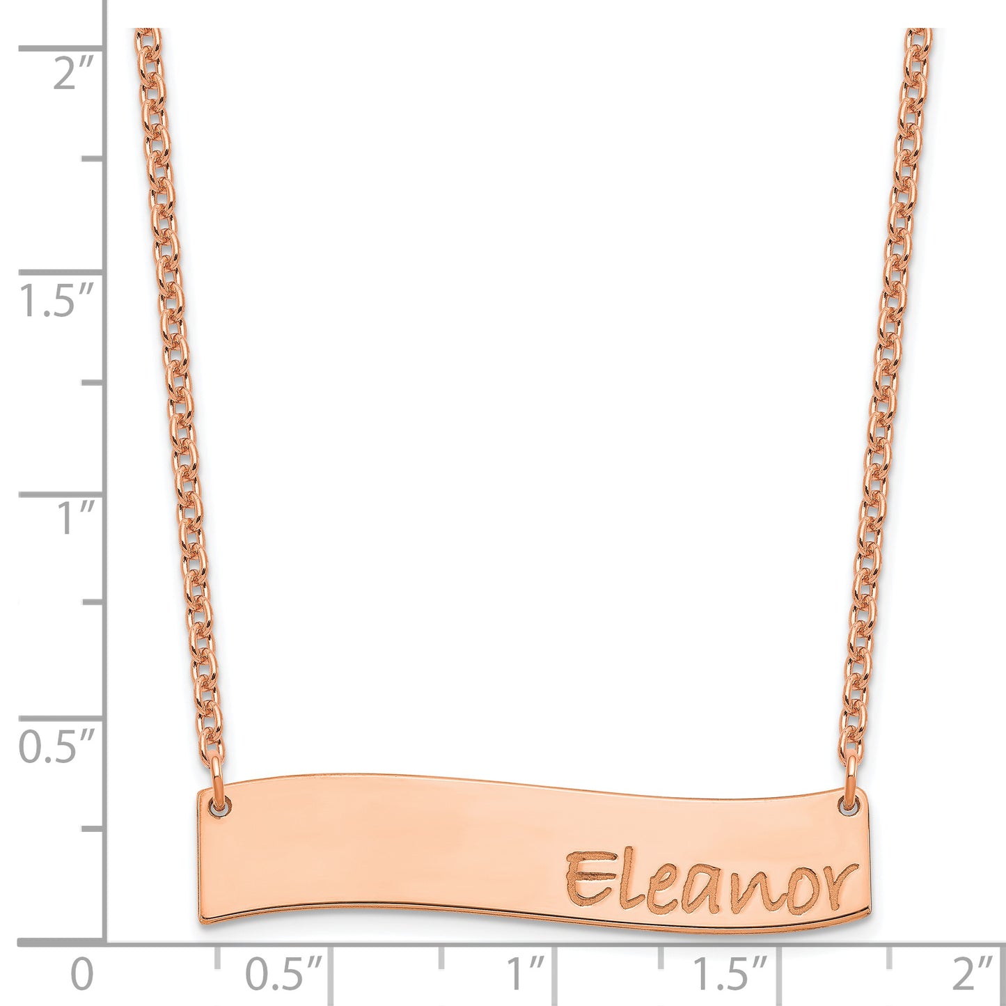 Sterling Silver Rose Gold plated Medium Polished Curved Bar Necklace