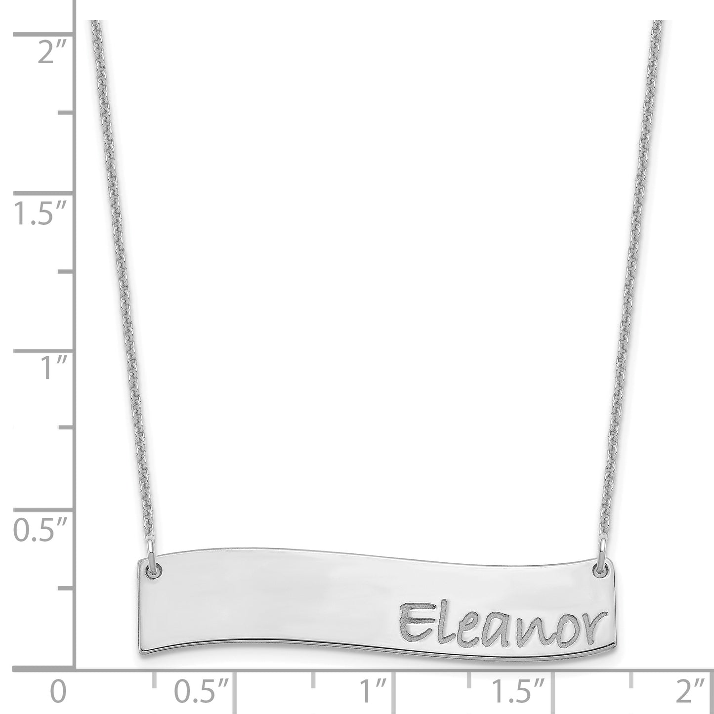 14K White Gold Medium Polished Curved Bar Necklace