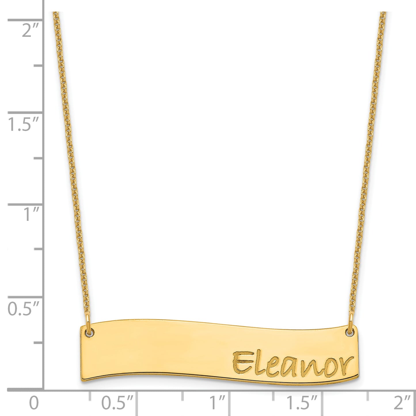 14K Yellow Gold Medium Polished Curved Bar Necklace