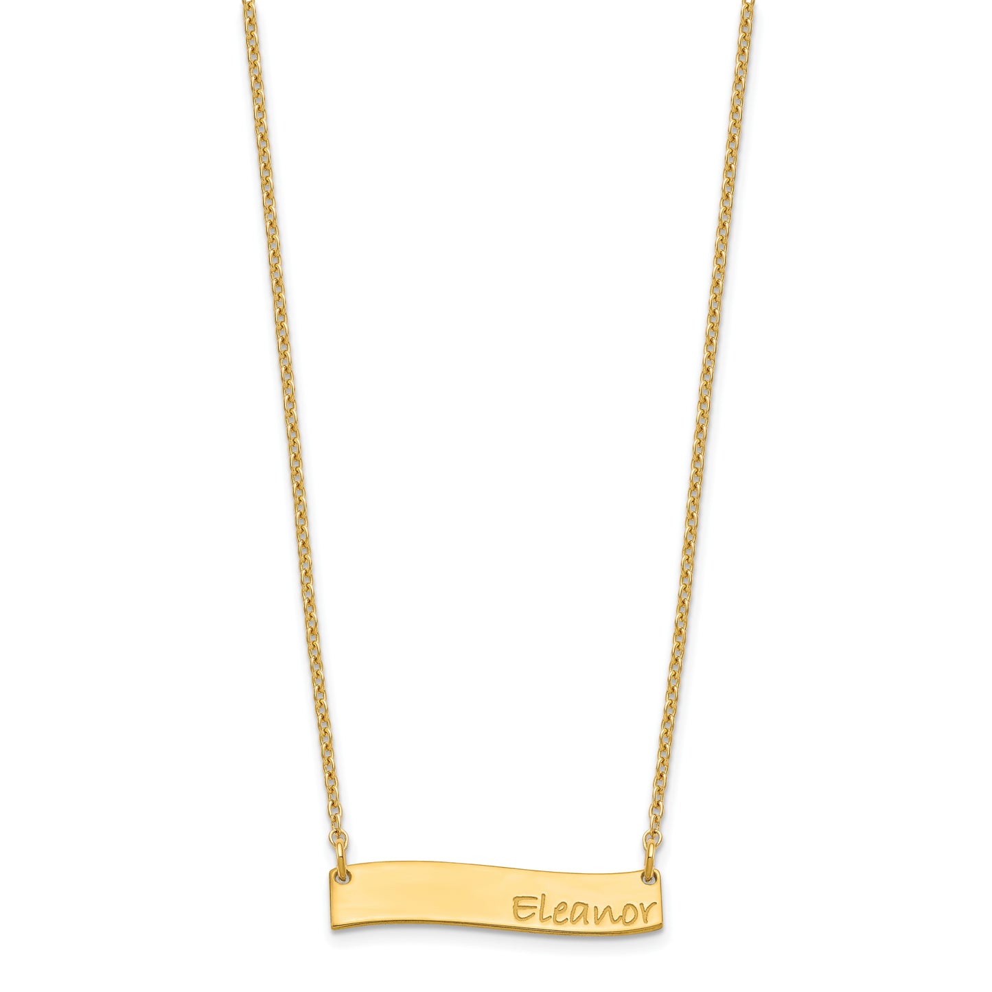 Sterling Silver Gold plated Small Polished Curved Bar Necklace
