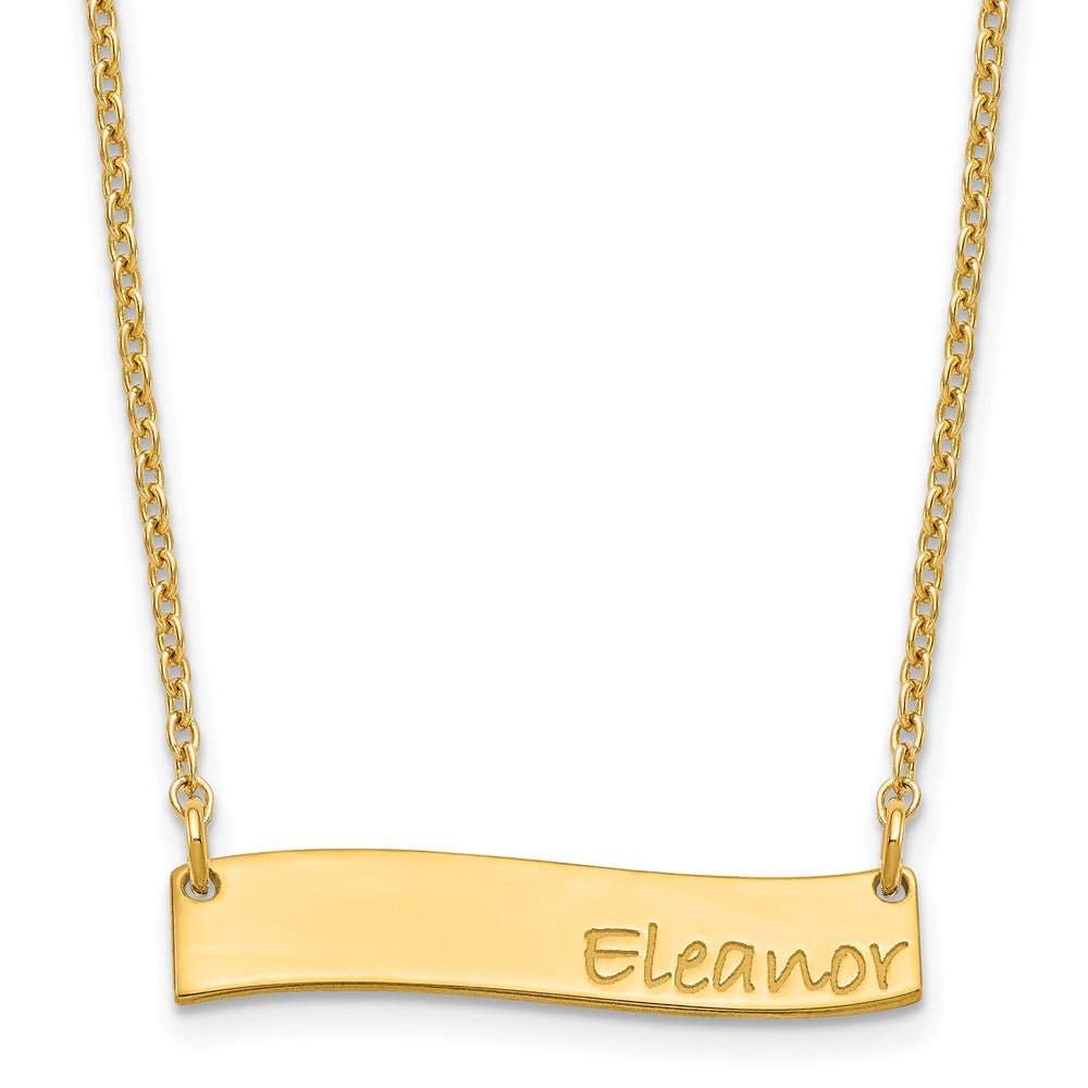 Sterling Silver Gold plated Small Polished Curved Bar Necklace