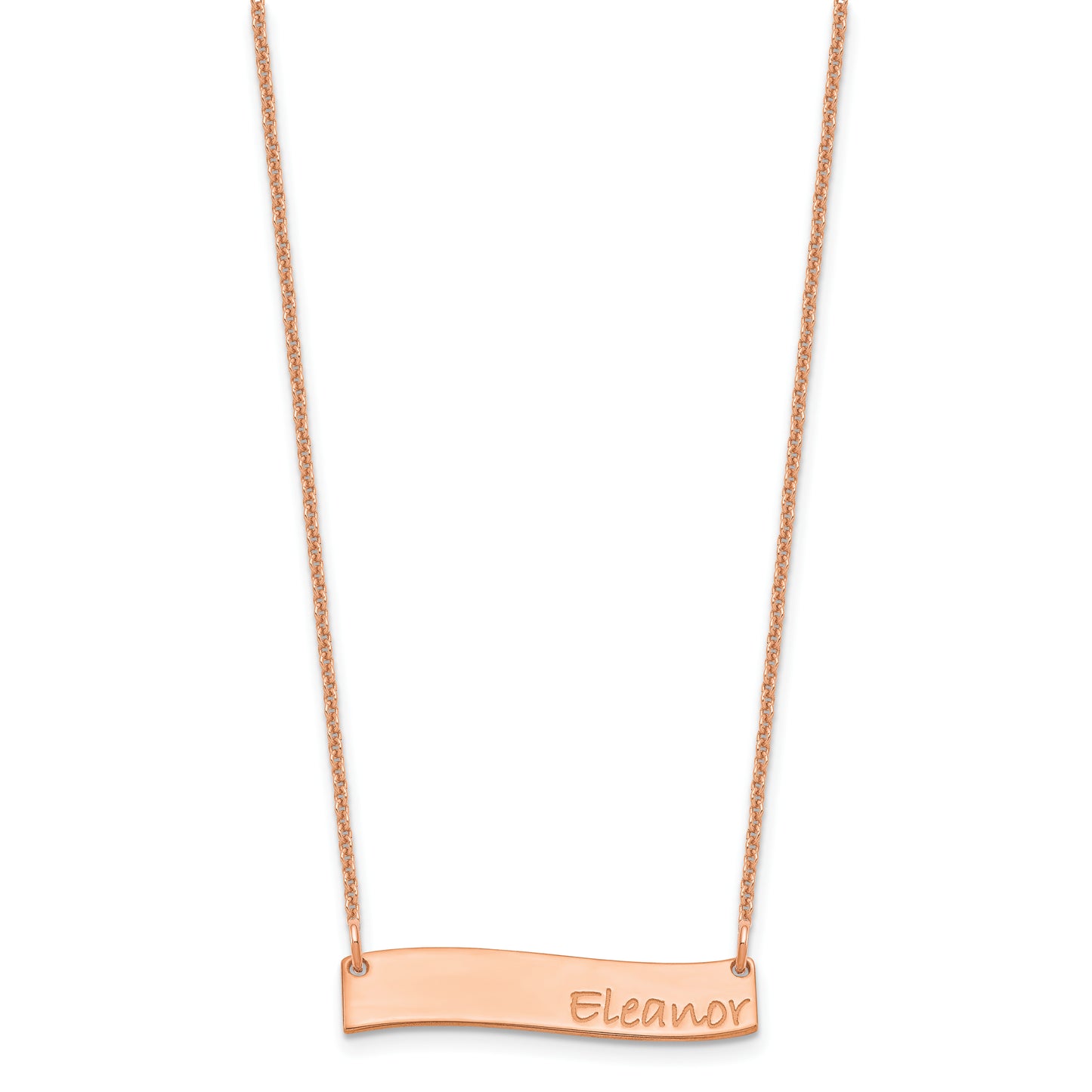14K Rose Gold Small Polished Curved Bar Necklace