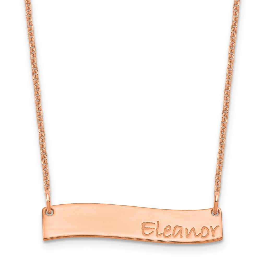 14K Rose Gold Small Polished Curved Bar Necklace