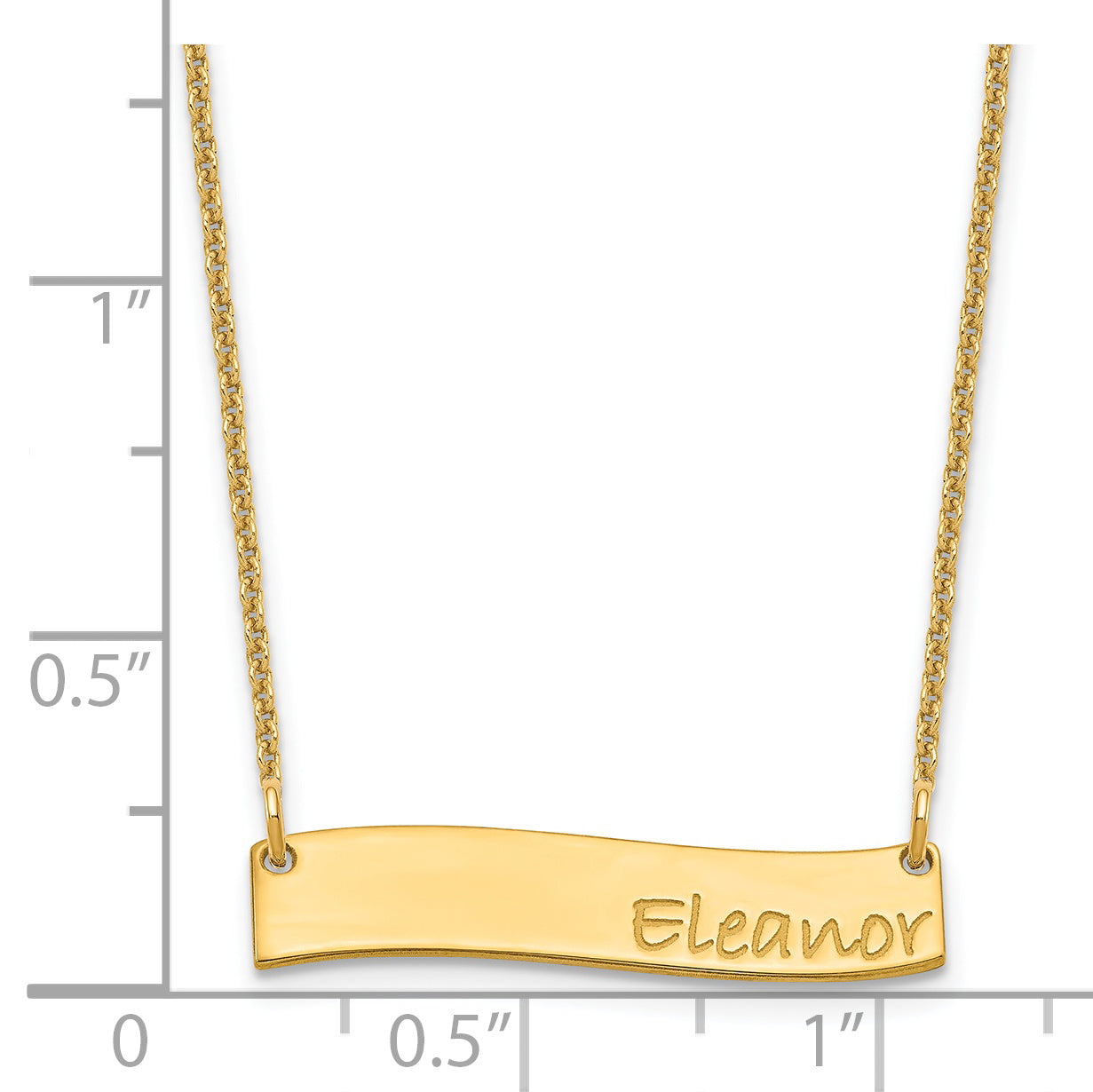 14K Yellow Gold Small Polished Curved Bar Necklace