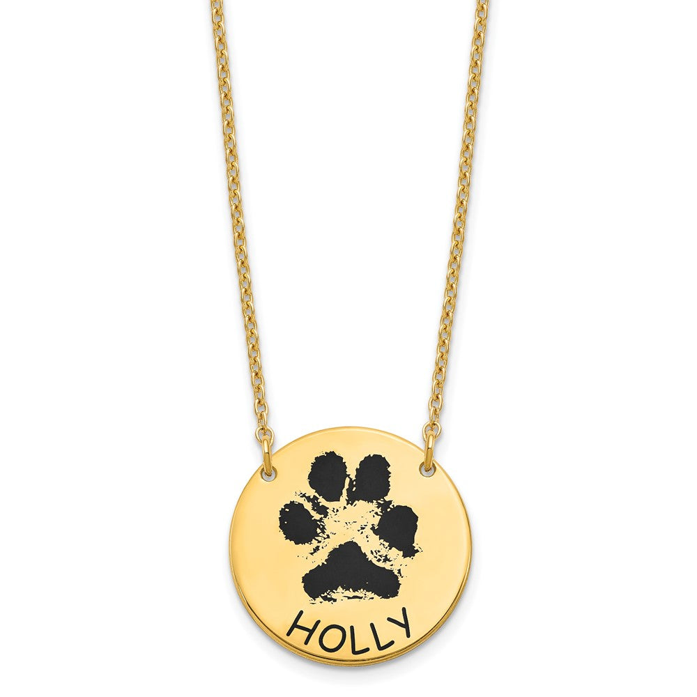 Sterling Silver Gold plated Small Enameled Paw Print Necklace