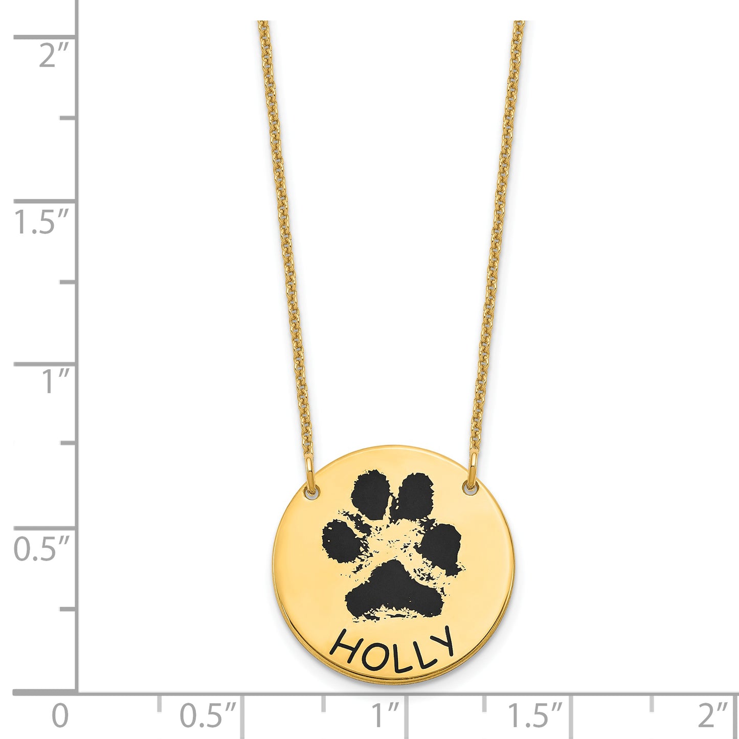 14K Yellow Gold Small Enameled Paw Print Necklace
