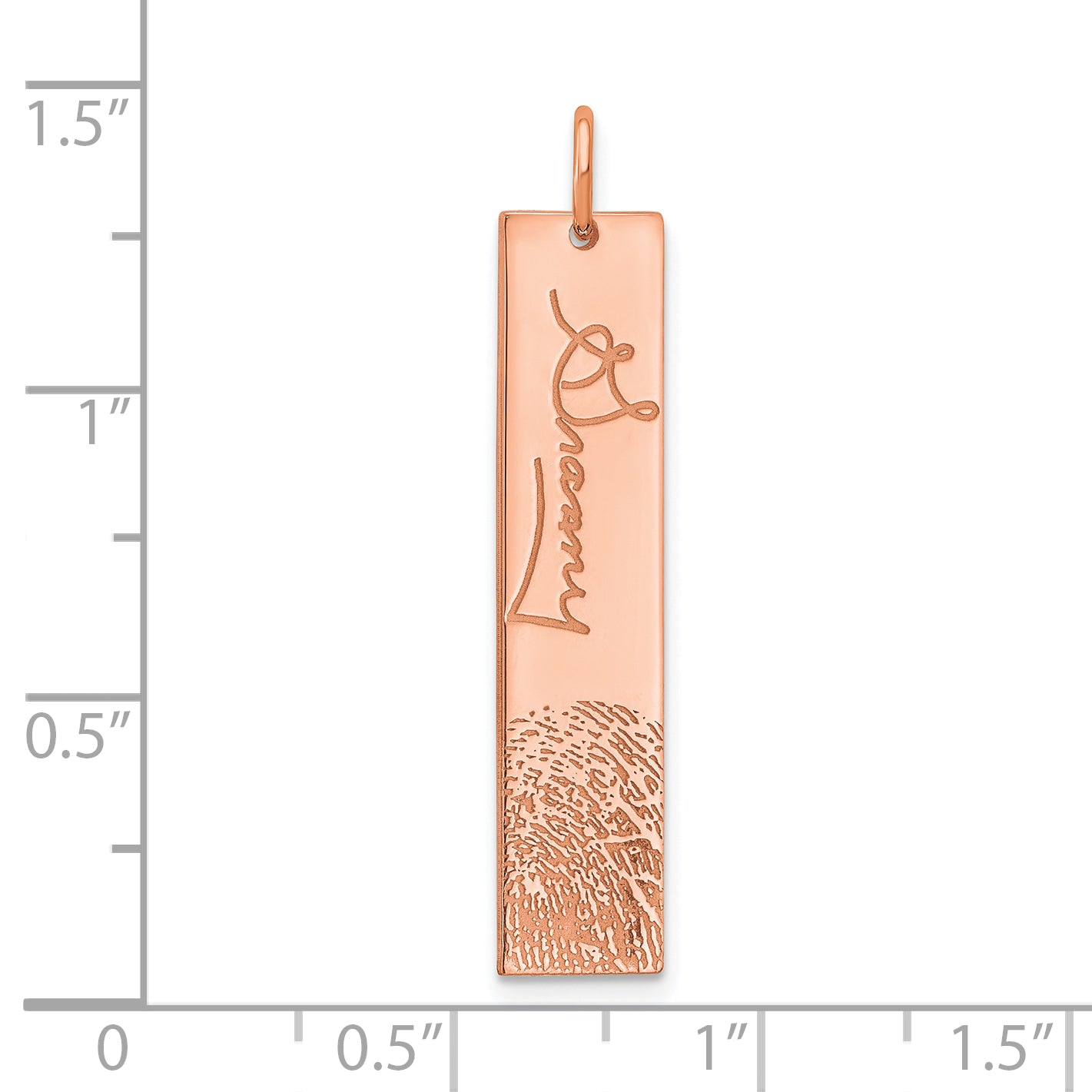 Rose Gold Plated Sterling Silver Vertical Signature and Fingerprint Charm