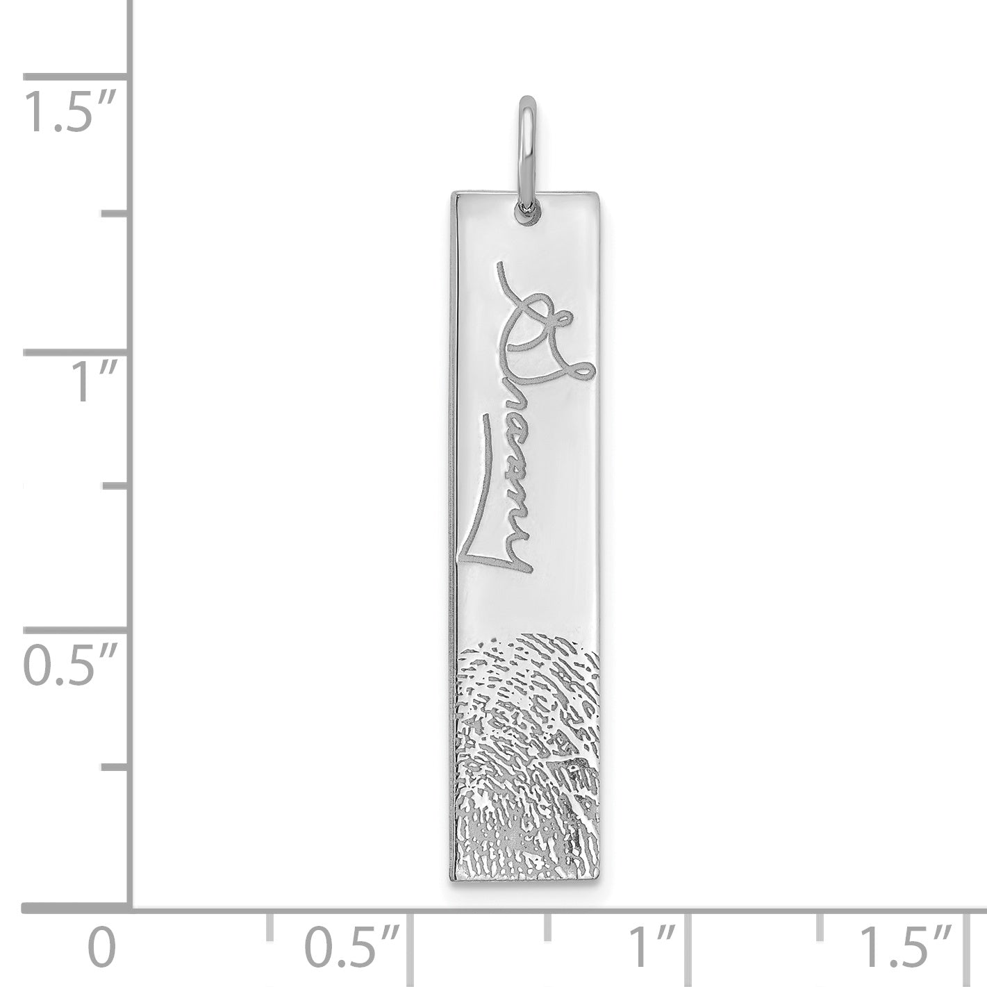 10K White Gold Vertical Signature and Fingerprint Charm