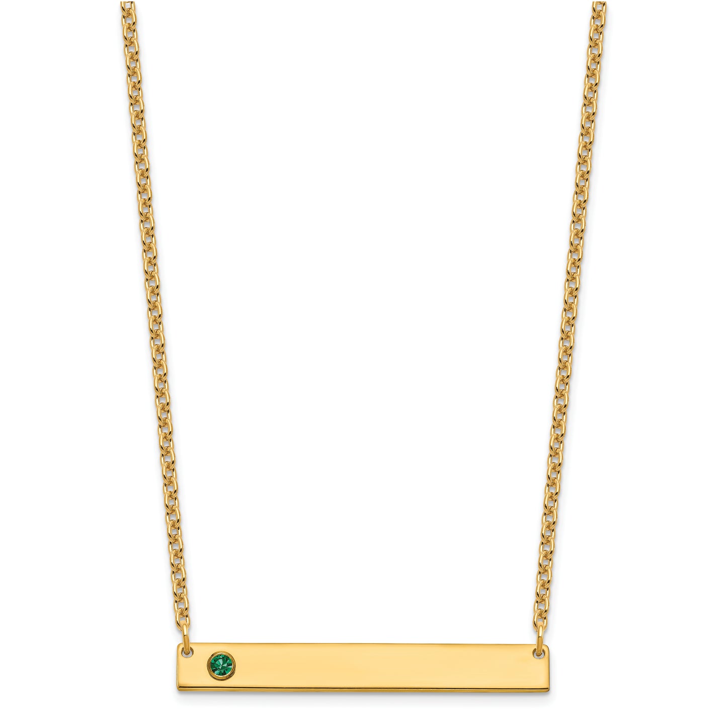 Sterling Silver Gold plated 1 Birthstone Large Bar Necklace