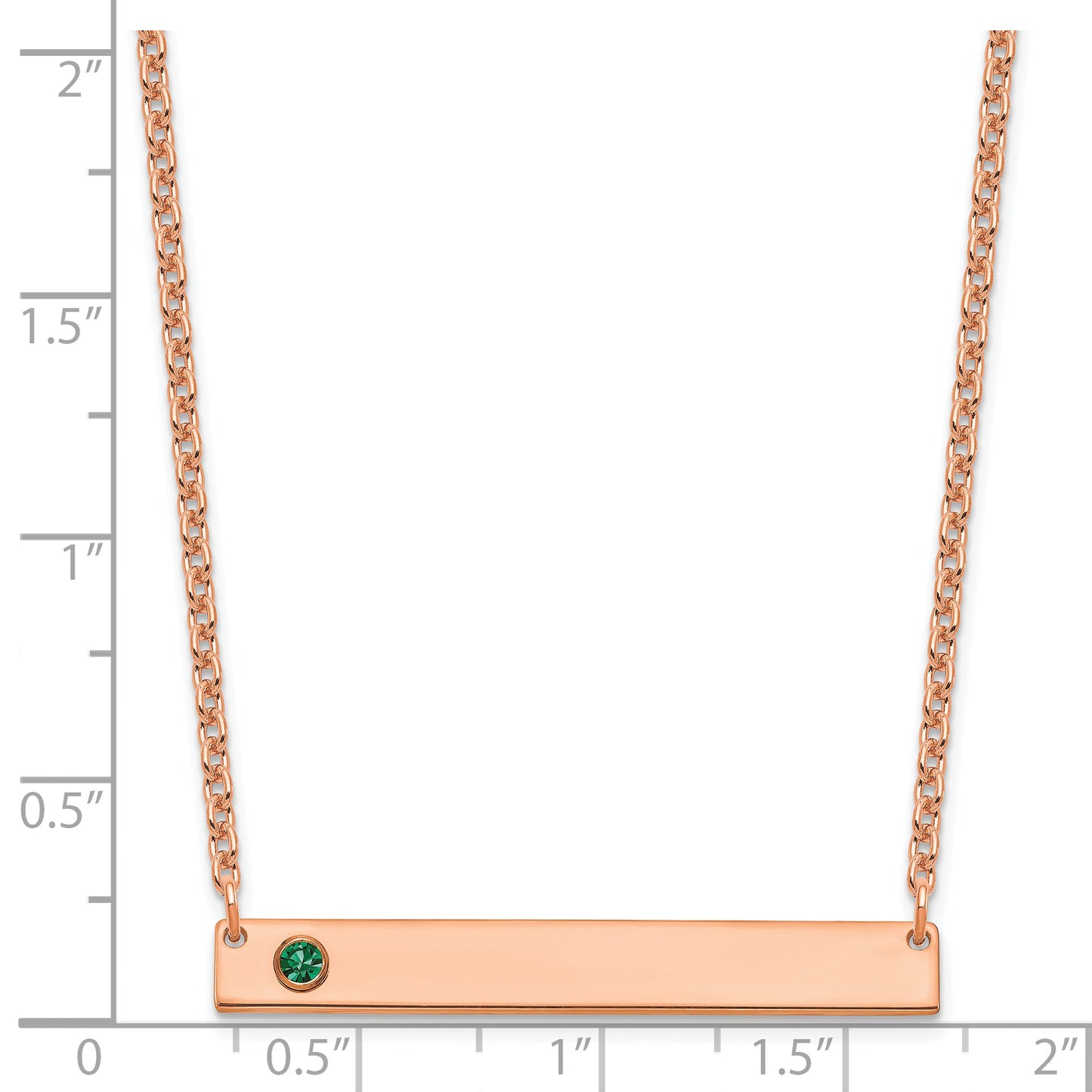 14K Rose gold 1 Birthstone with 14k Bezel Large Bar Necklace