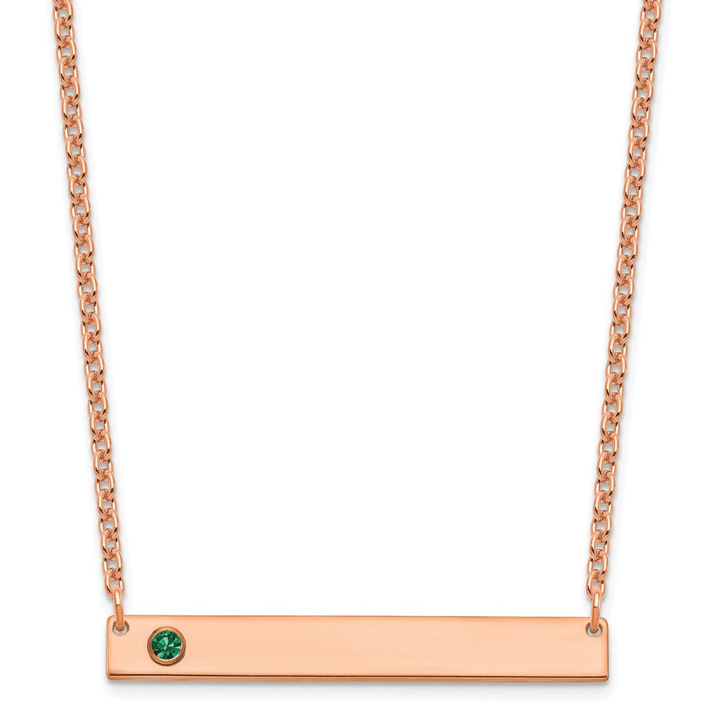 14K Rose gold 1 Birthstone with 14k Bezel Large Bar Necklace