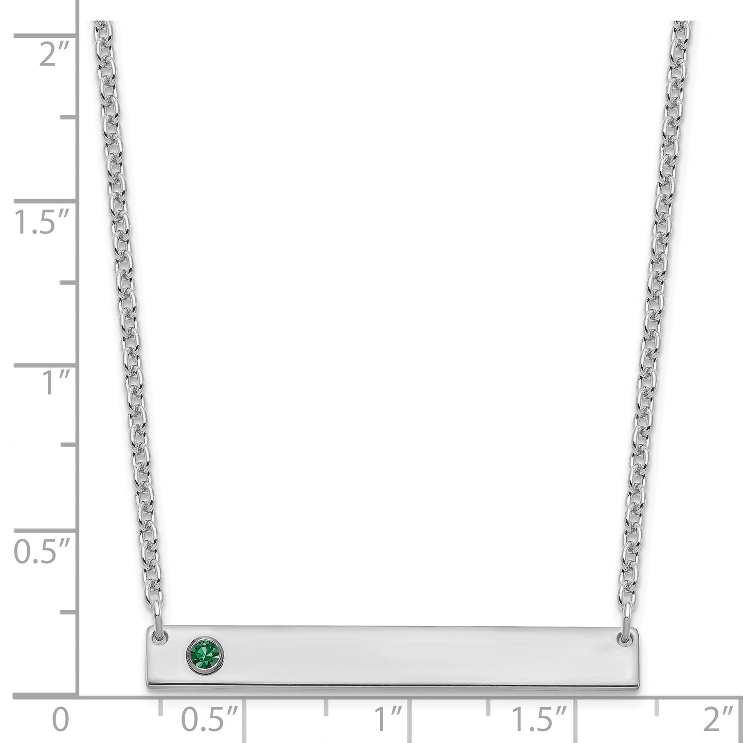 Sterling Silver Rhodium plated 1 Birthstone Large Bar Necklace