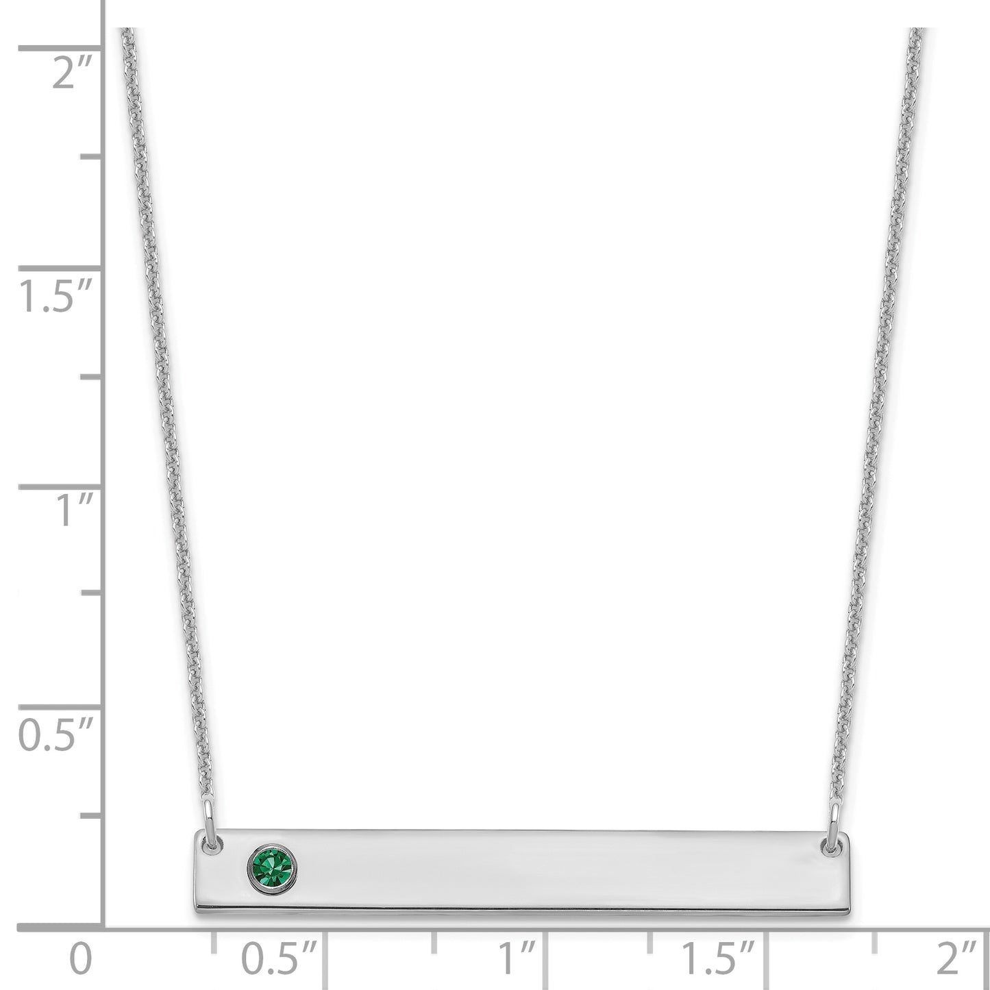 14K White Gold 1 Birthstone with 18k Rhodium Plated Bezel Large Bar Necklace