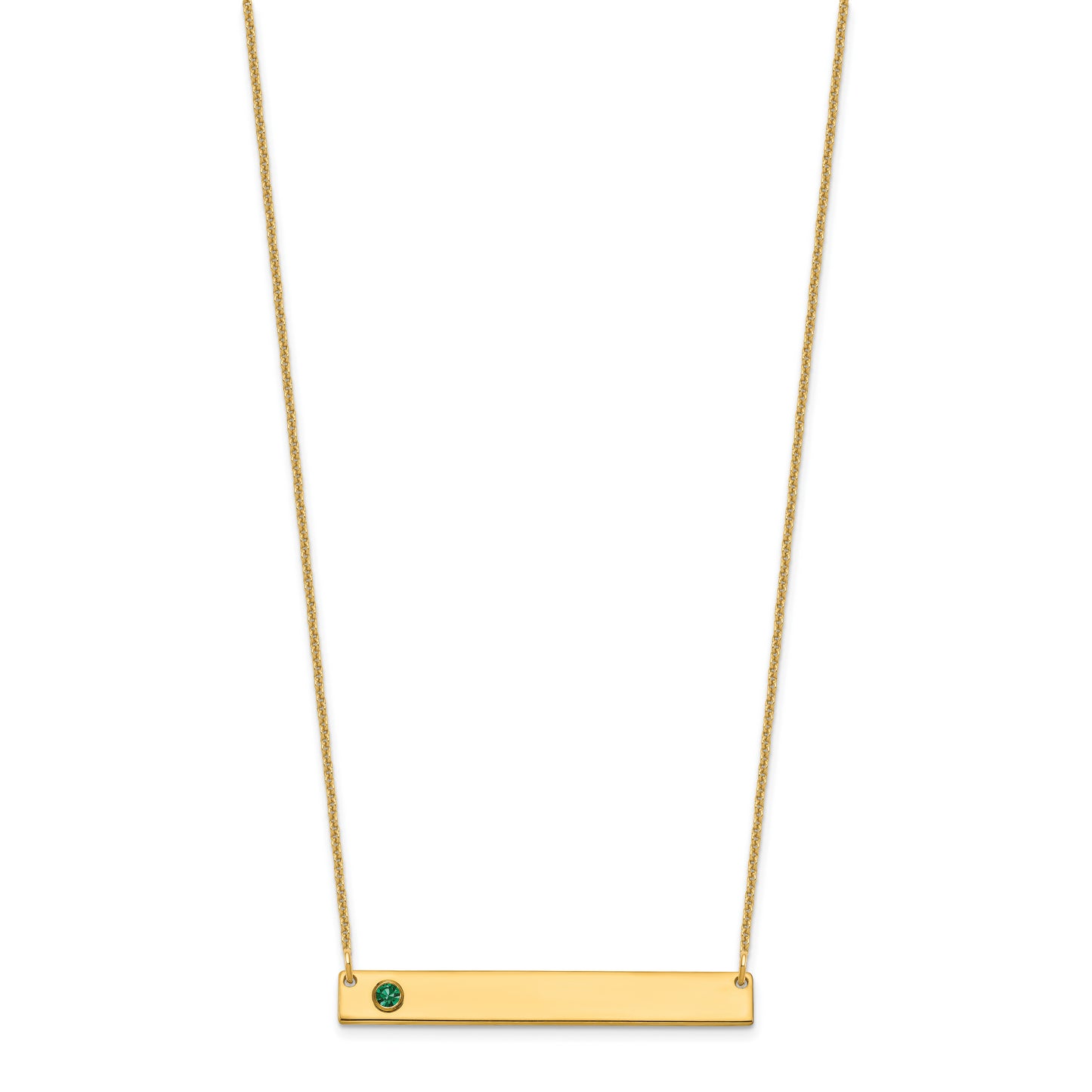 14K Yellow Gold 1 Birthstone w/ 14k Bezel Large Bar Necklace