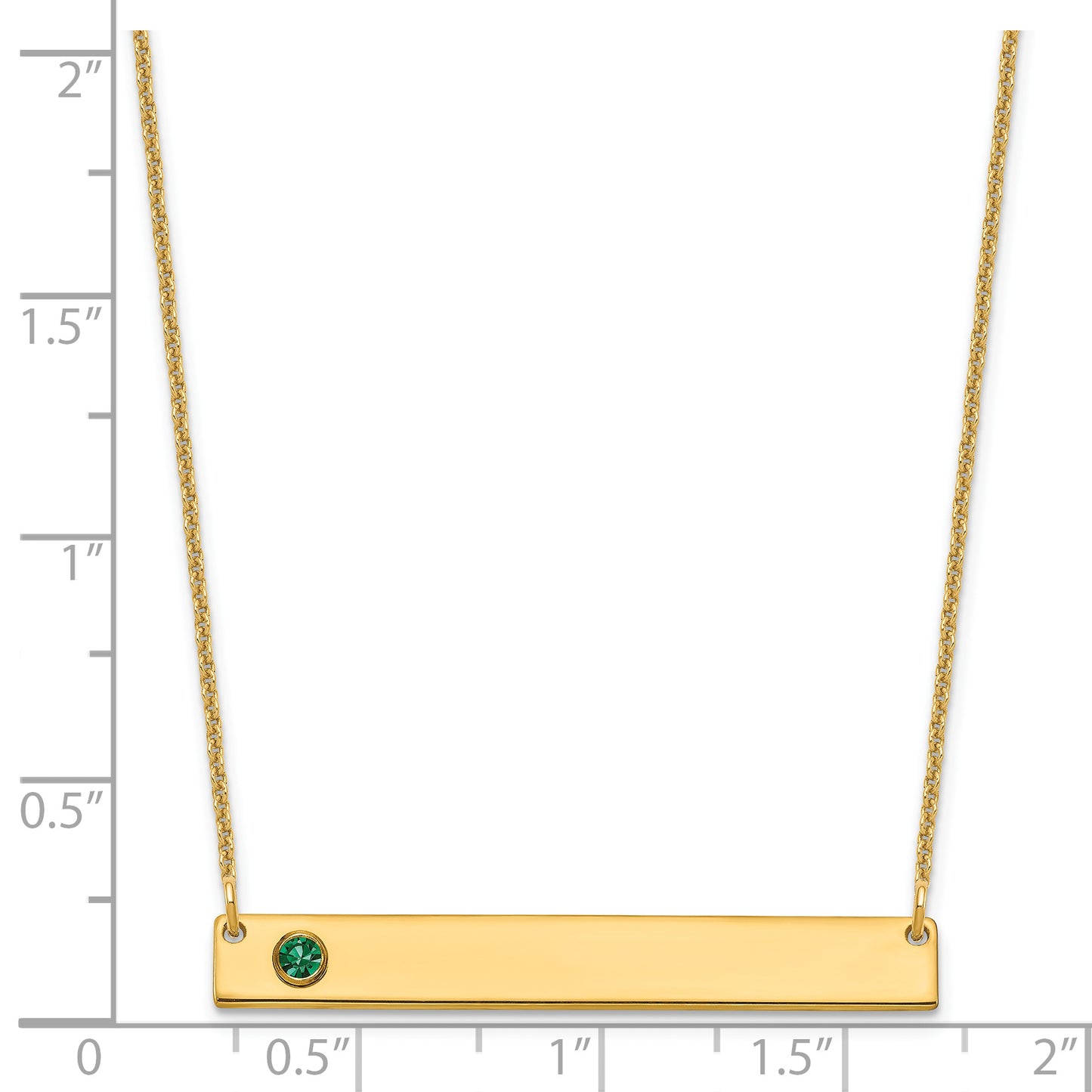 14K Yellow Gold 1 Birthstone w/ 14k Bezel Large Bar Necklace