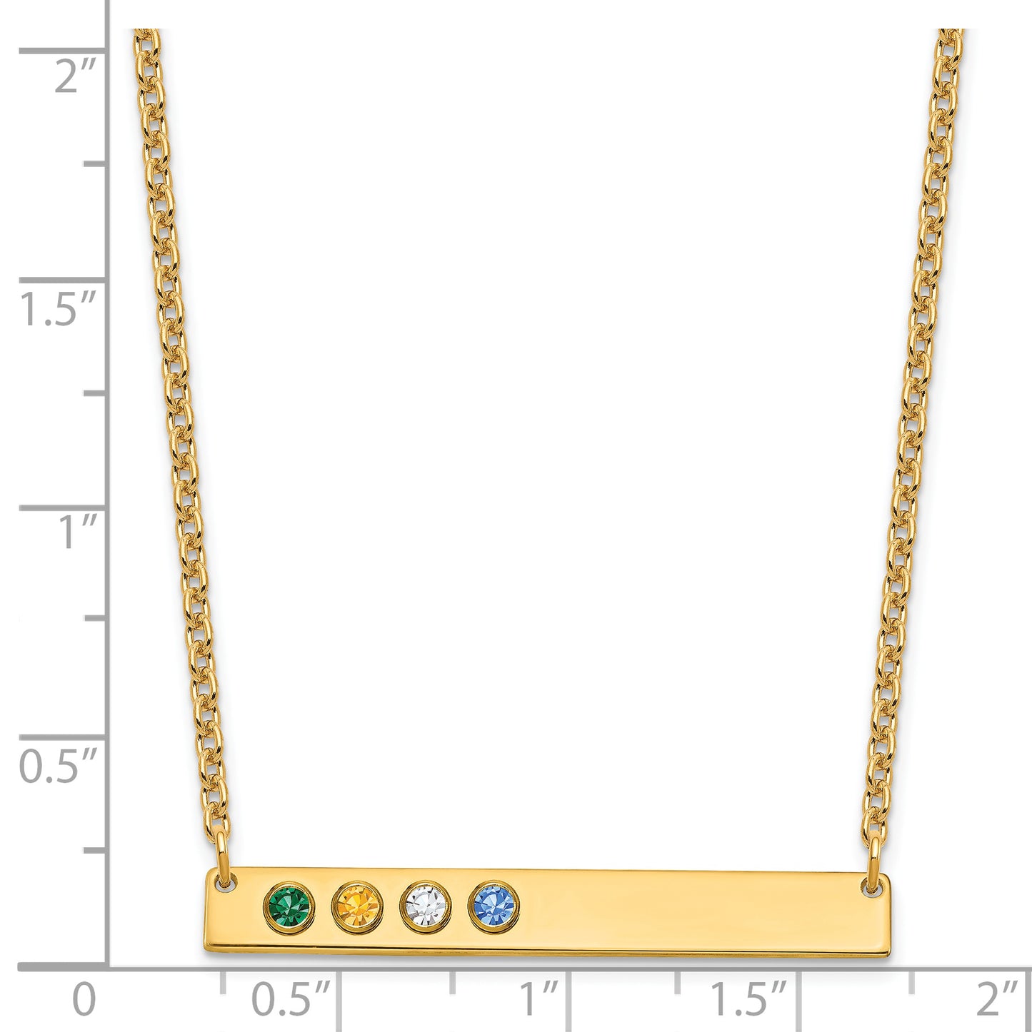 Sterling Silver Gold plated 4 Birthstone Large Bar Necklace