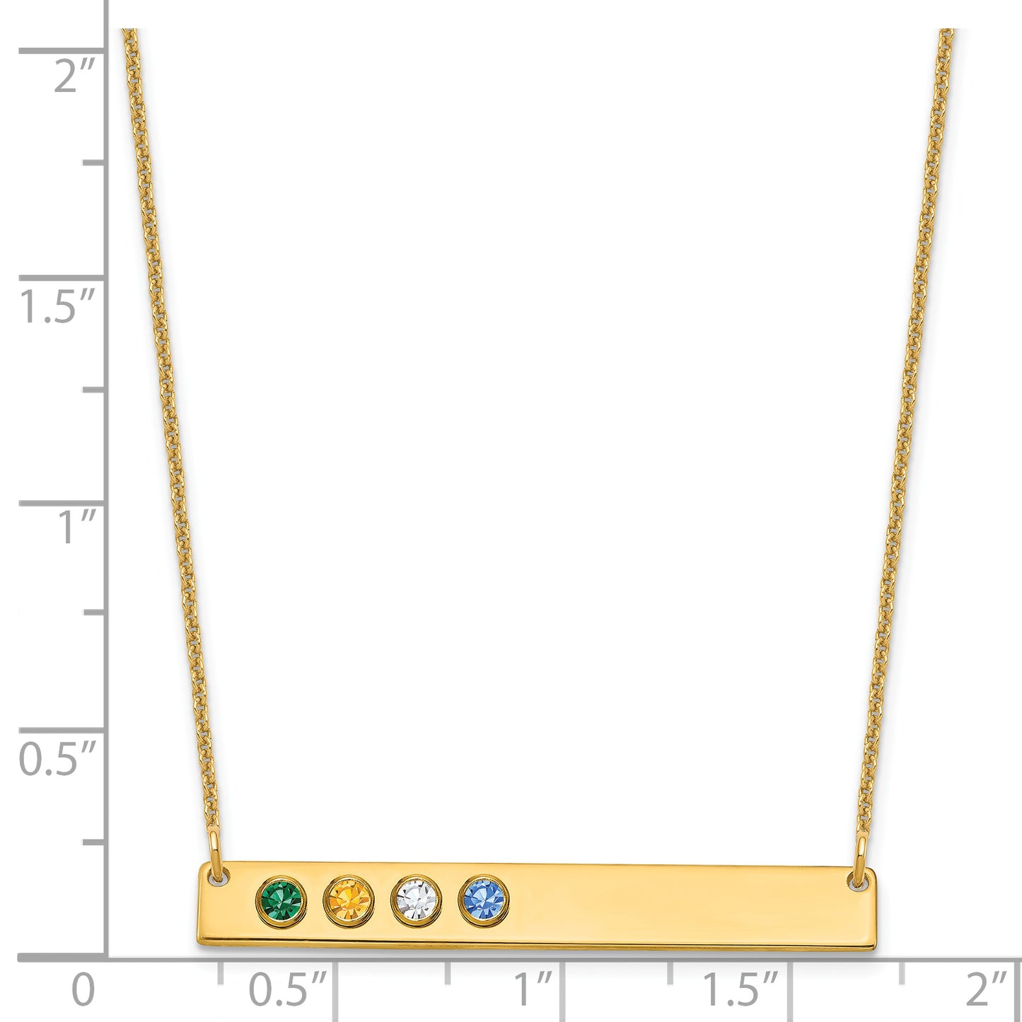 14K Yellow Gold 4 Birthstone w/ 14k Bezel Large Bar Necklace