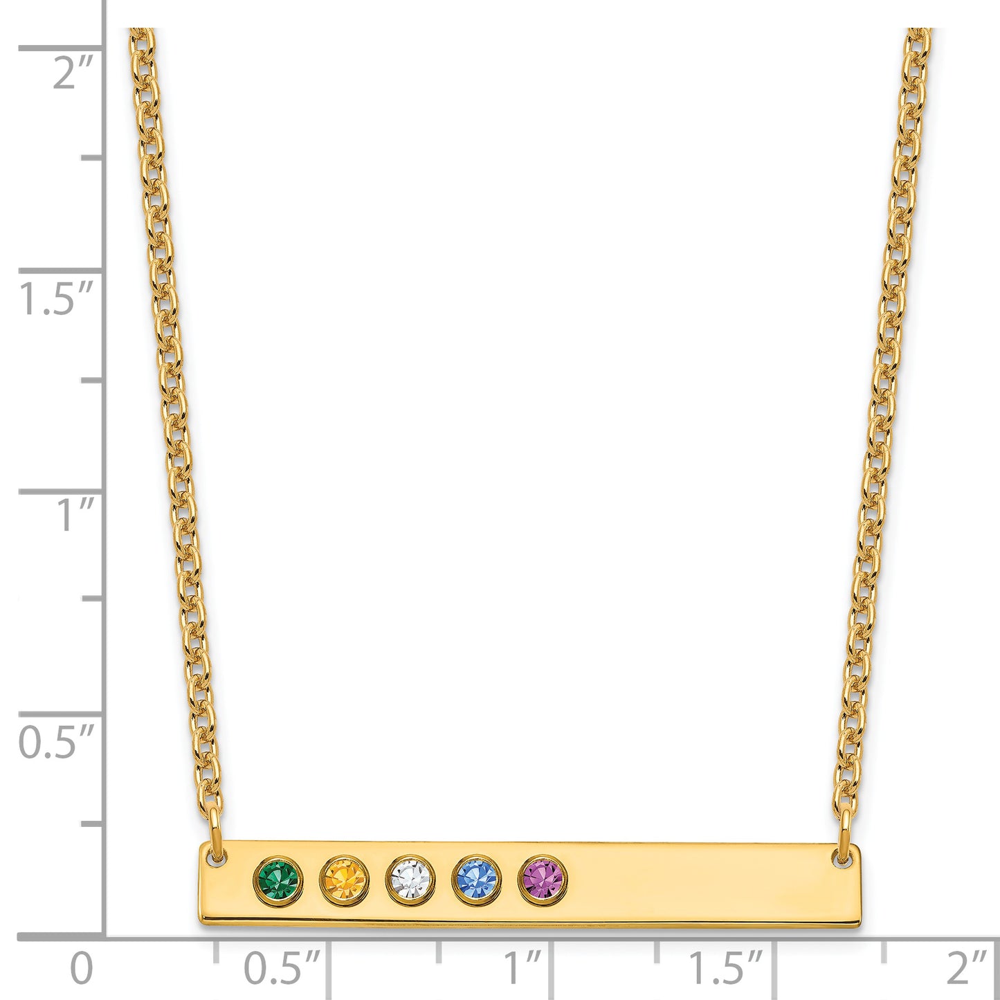 Sterling Silver Gold plated 5 Birthstone Large Bar Necklace