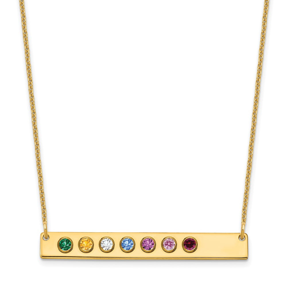 14K Yellow Gold 7 Birthstone w/ 14k Bezel Large Bar Necklace