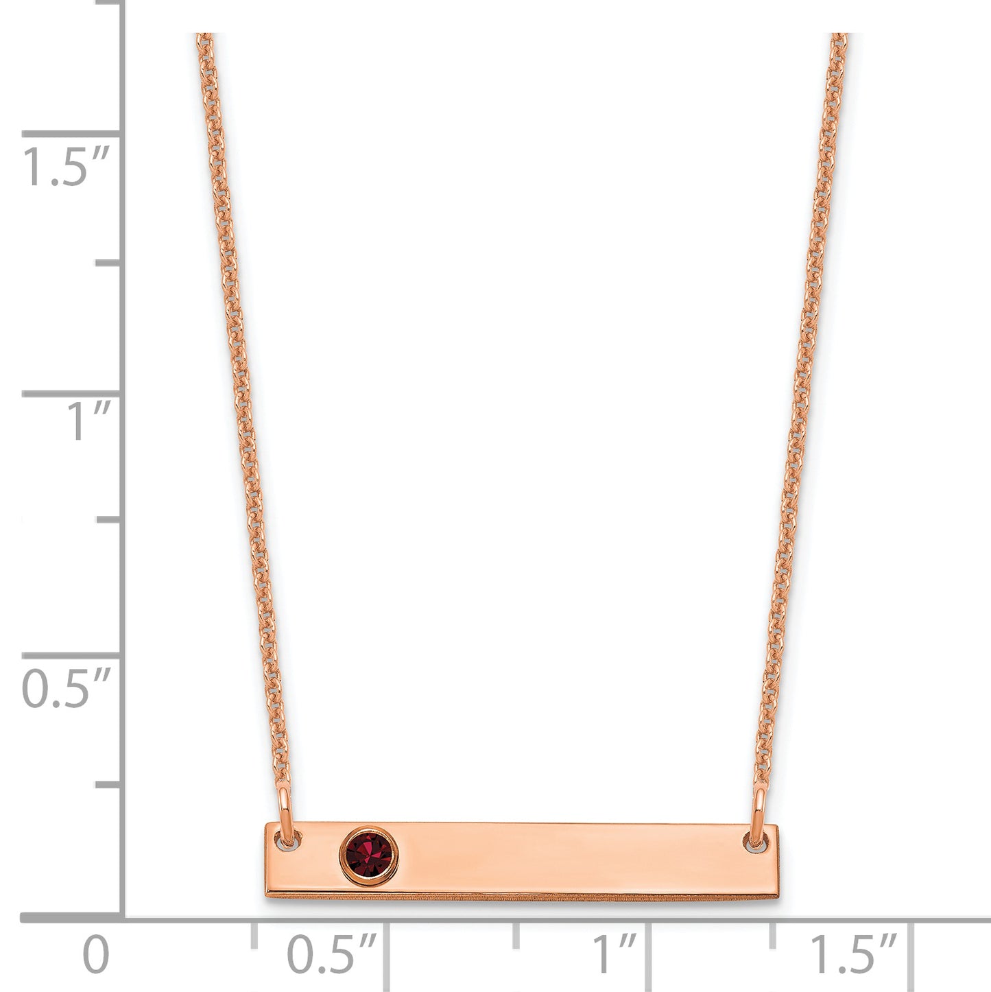 14K Rose Gold 1 Birthstone with 14k Bezel Small Bar Necklace