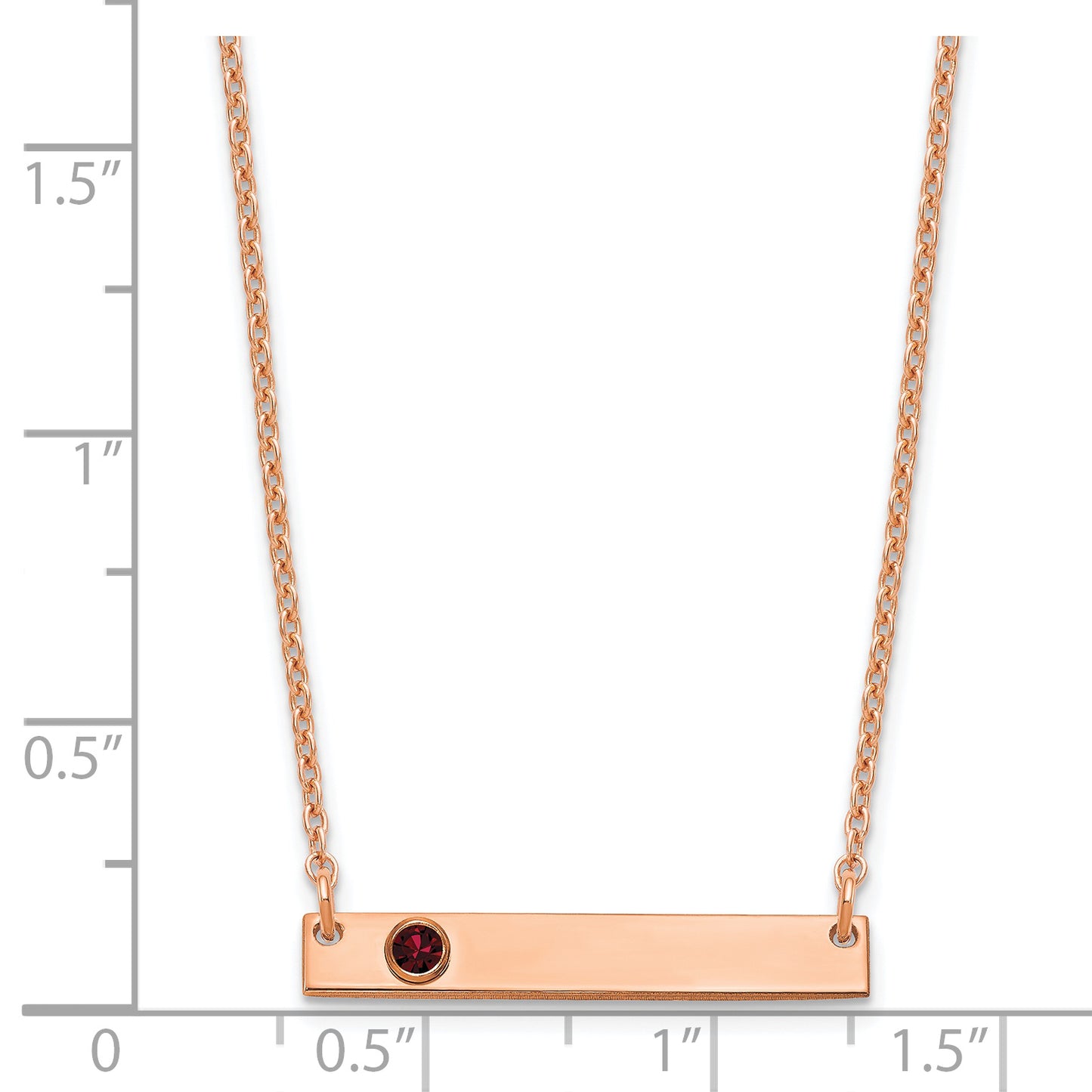 Sterling Silver Rose Gold plated 1 Birthstone Small Bar Necklace