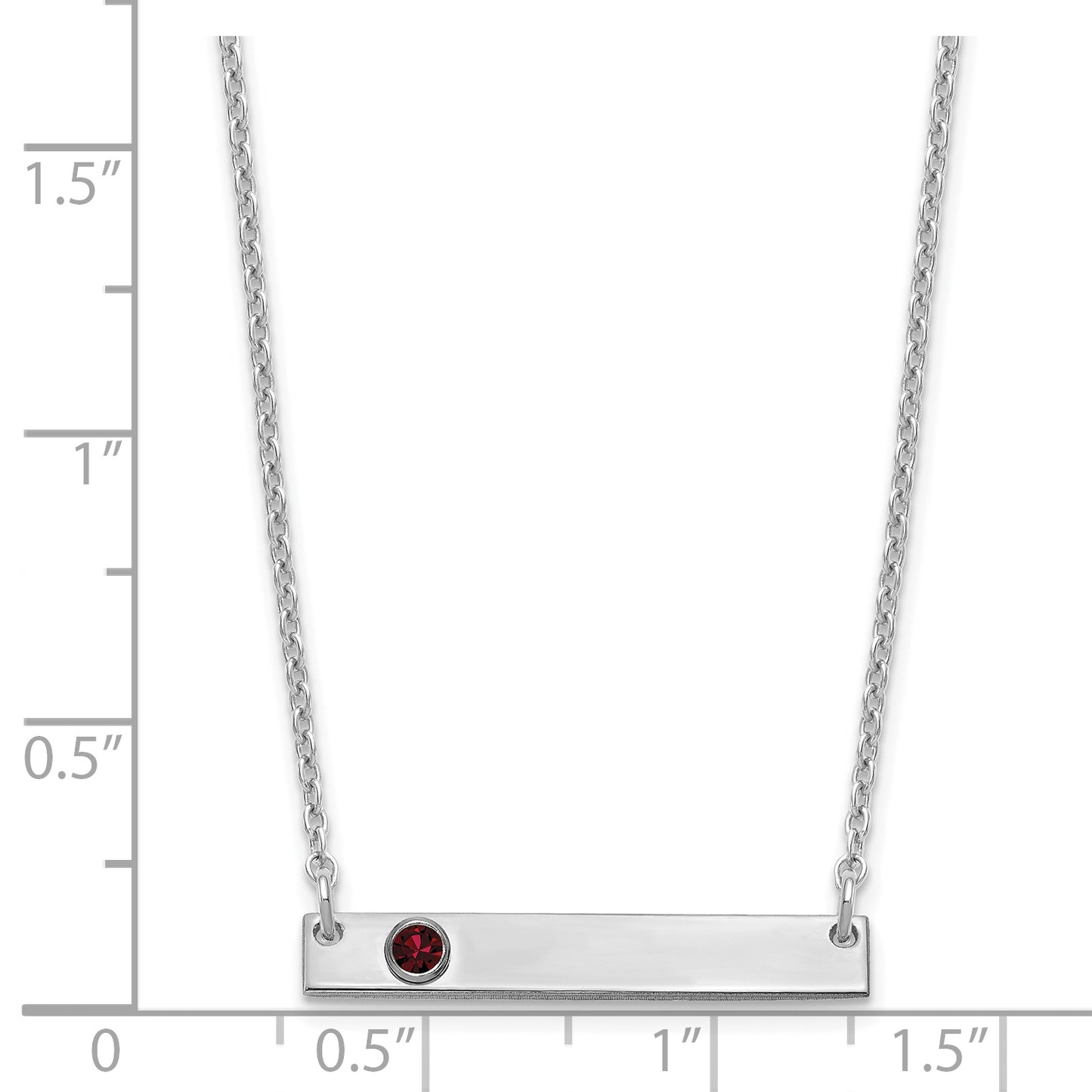 Sterling Silver Rhodium plated 1 Birthstone Small Bar Necklace