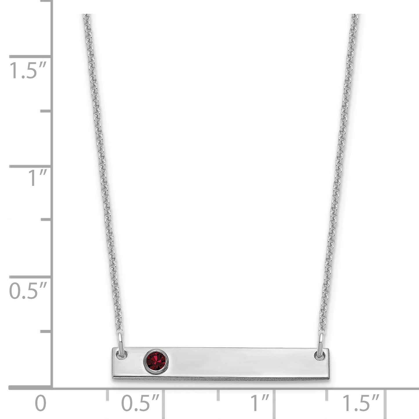 14K White Gold 1 Birthstone with 18k Rhodium Plated Bezel Small Bar Necklace