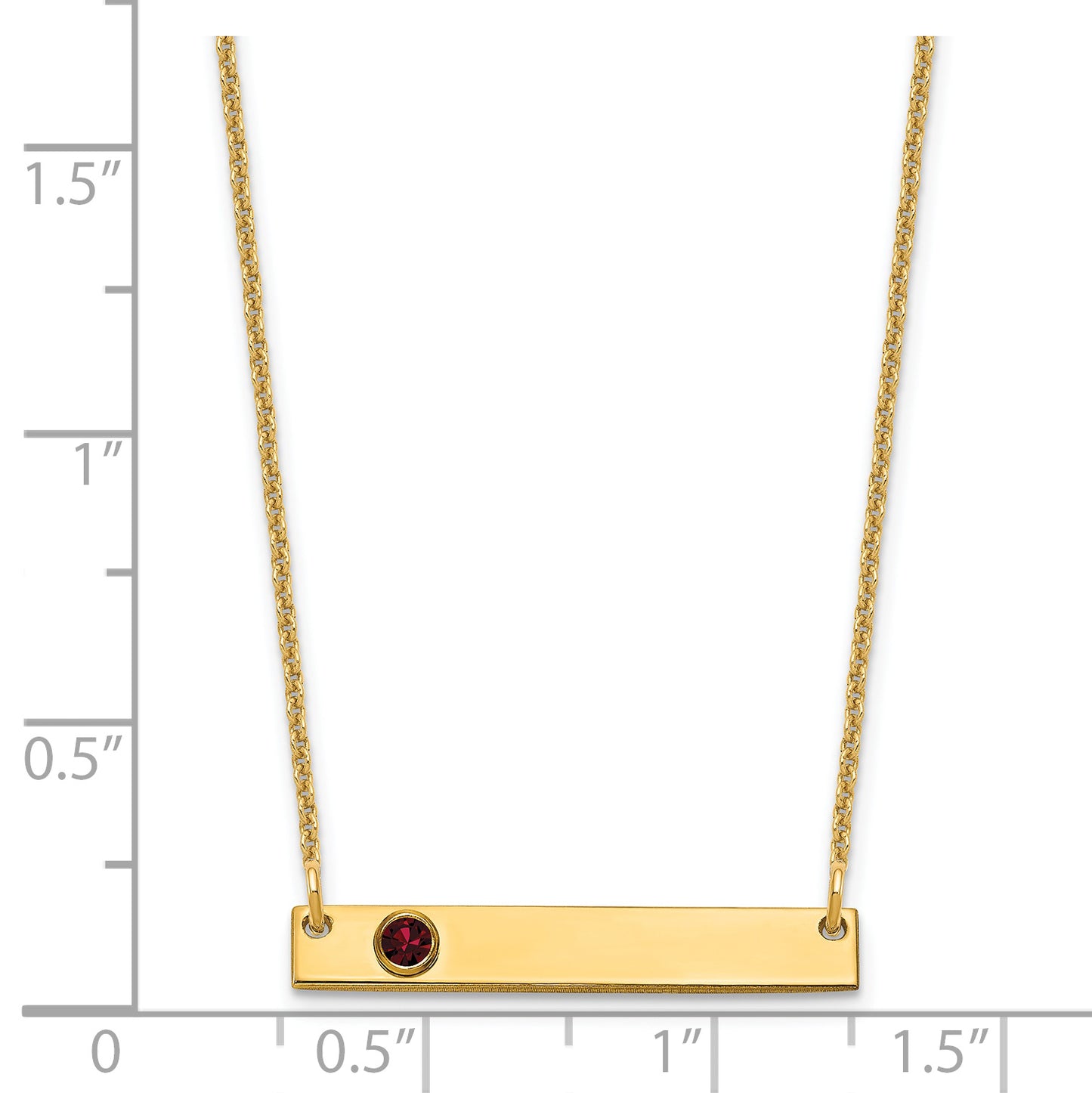 14K Yellow Gold 1 Birthstone w/ 14k Bezel Small Bar Necklace