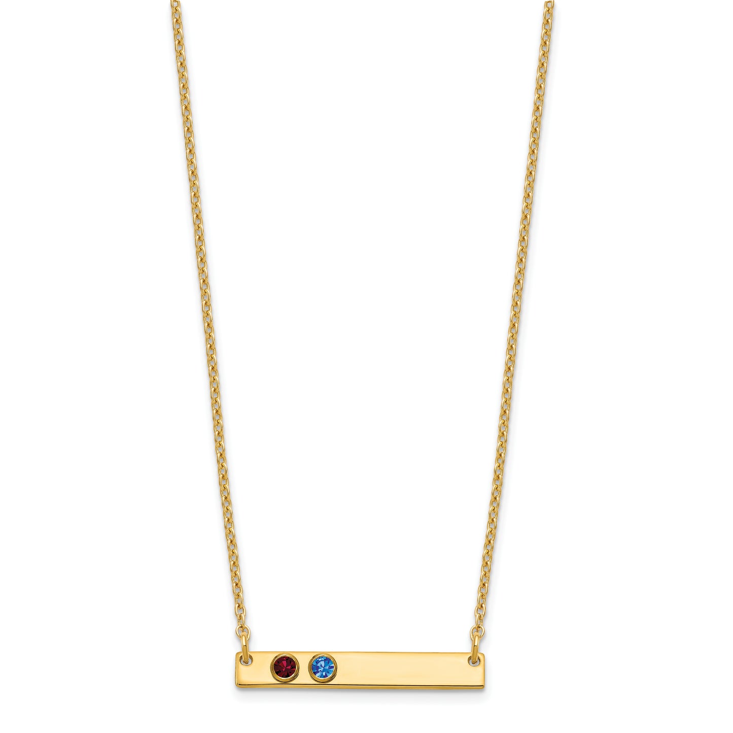 Sterling Silver Gold plated 2 Birthstone Small Bar Necklace
