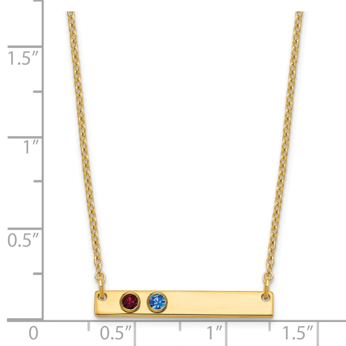 Sterling Silver Gold plated 2 Birthstone Small Bar Necklace