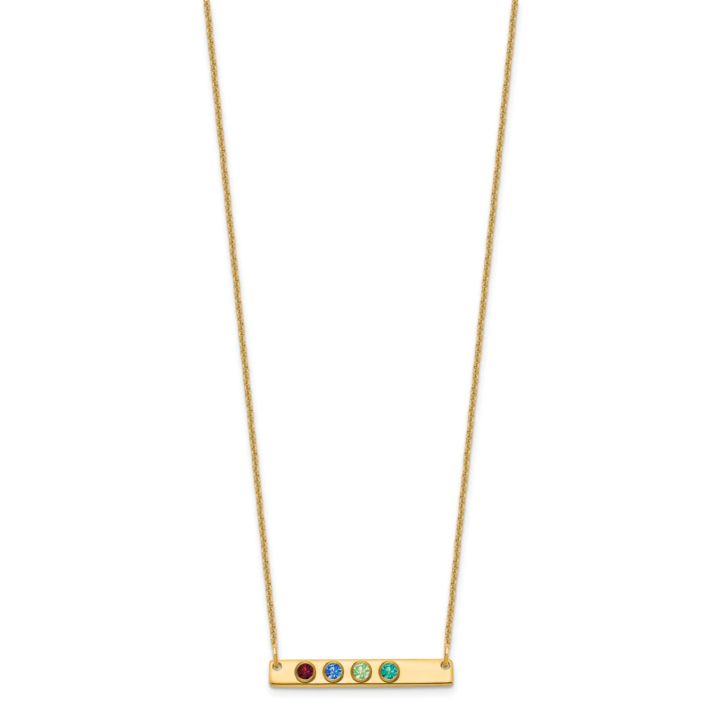 14K Yellow Gold 4 Birthstone w/ 14k Bezel Small Bar Necklace