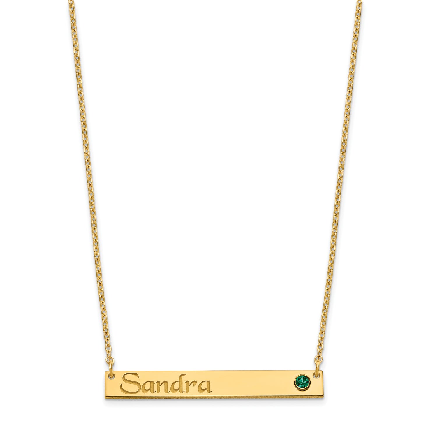 Sterling Silver Gold plated Personalized Bar with Birthstone Necklace