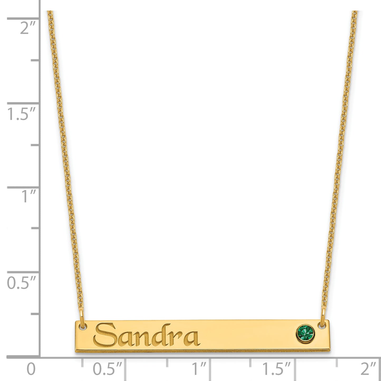 14K Yellow Gold Personalized Bar w/ 14k Bezel Birthstone Necklace