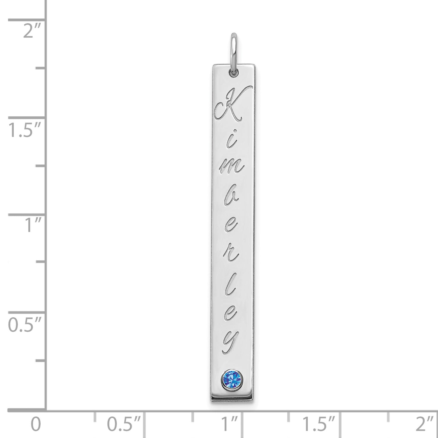 14K White Gold Enameled w/14k Bezel Birthstone Vertical Bar Charm